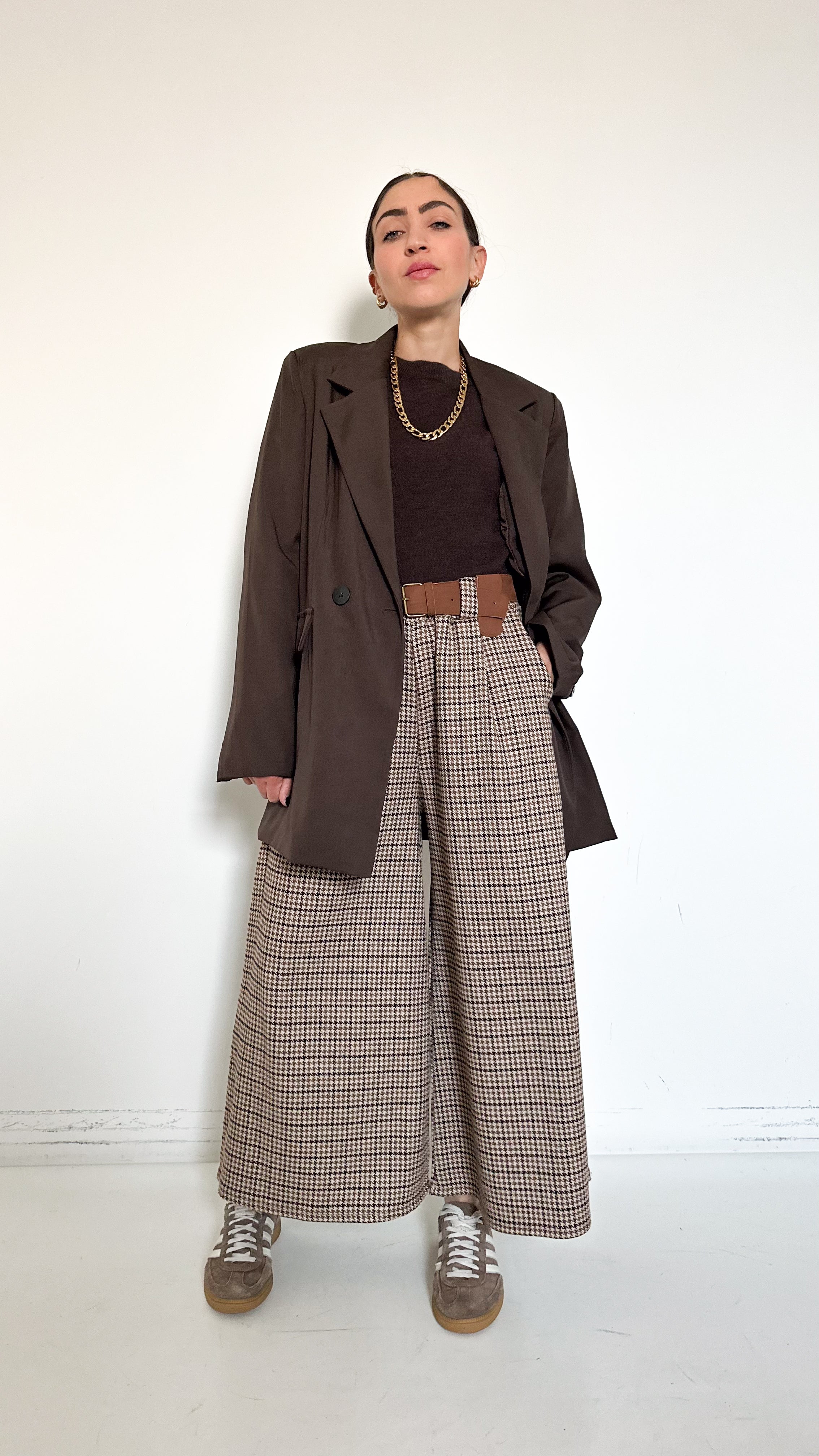 Pantaloni Culotte Pied de Poule
