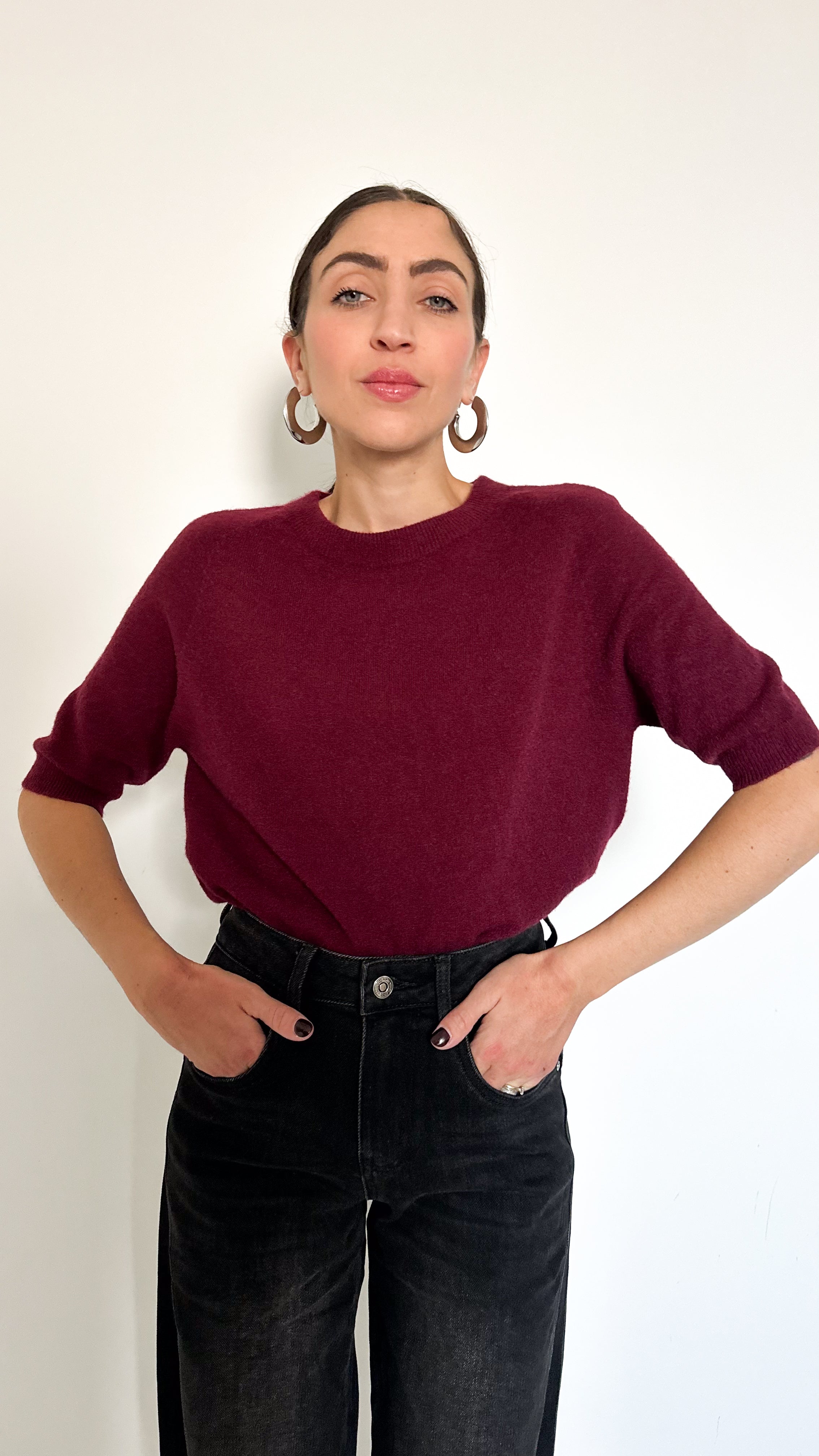 Pull Mezza Manica Bordeaux