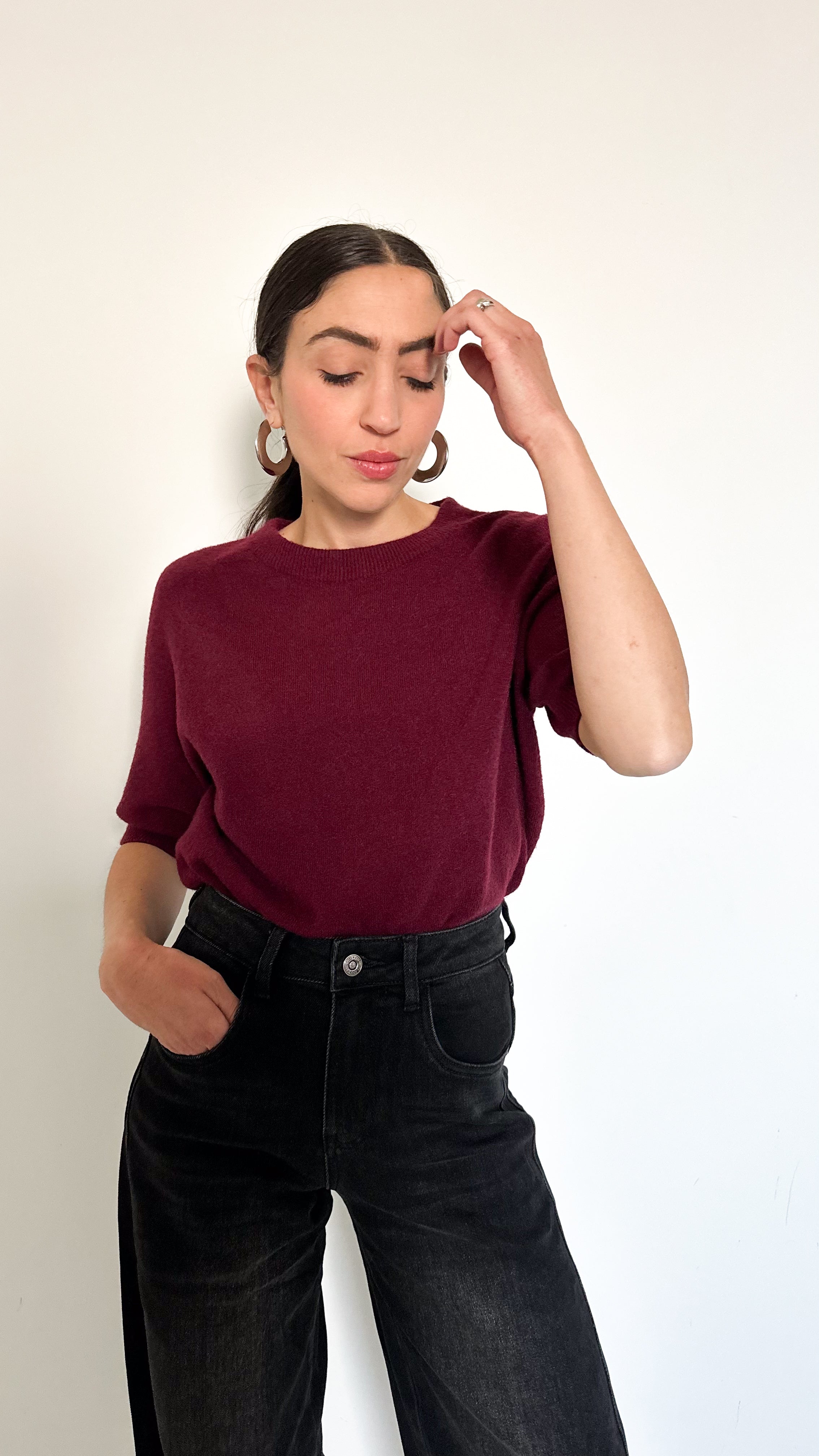 Pull Mezza Manica Bordeaux