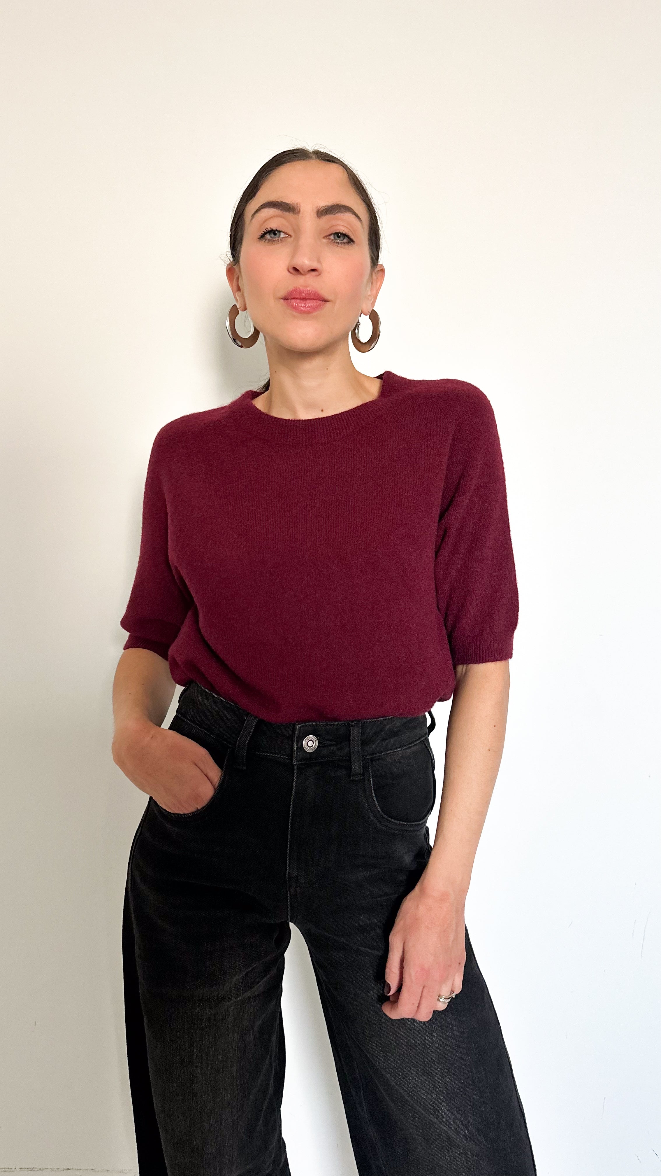 Pull Mezza Manica Bordeaux