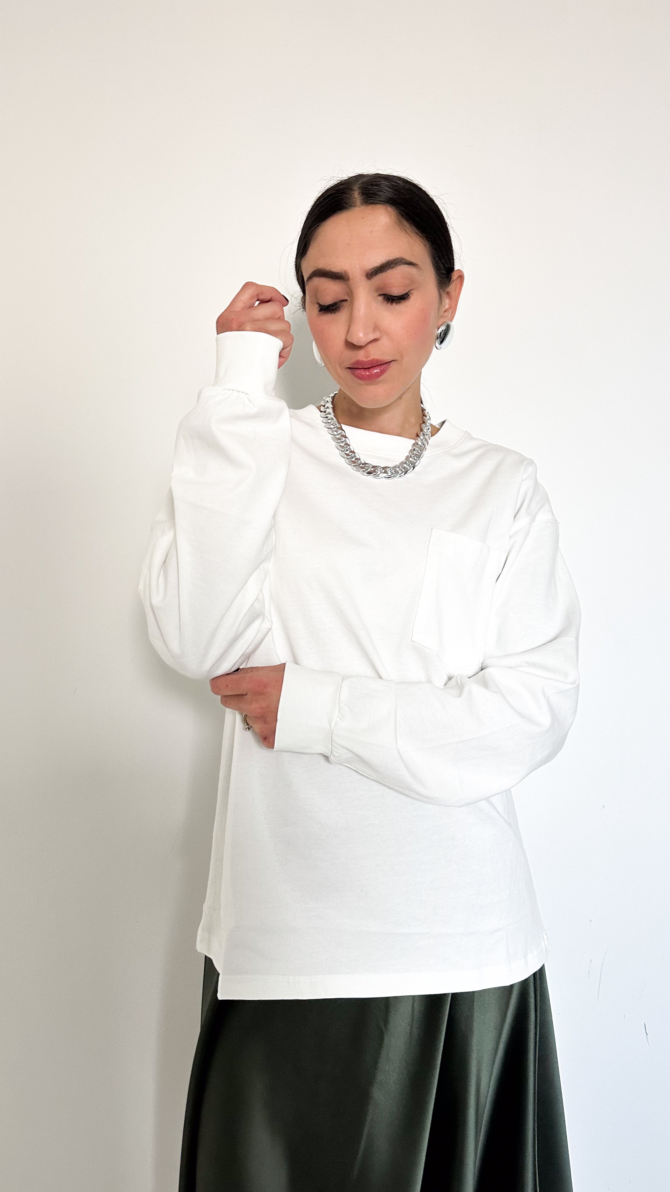Maglia Bianca Con Taschino