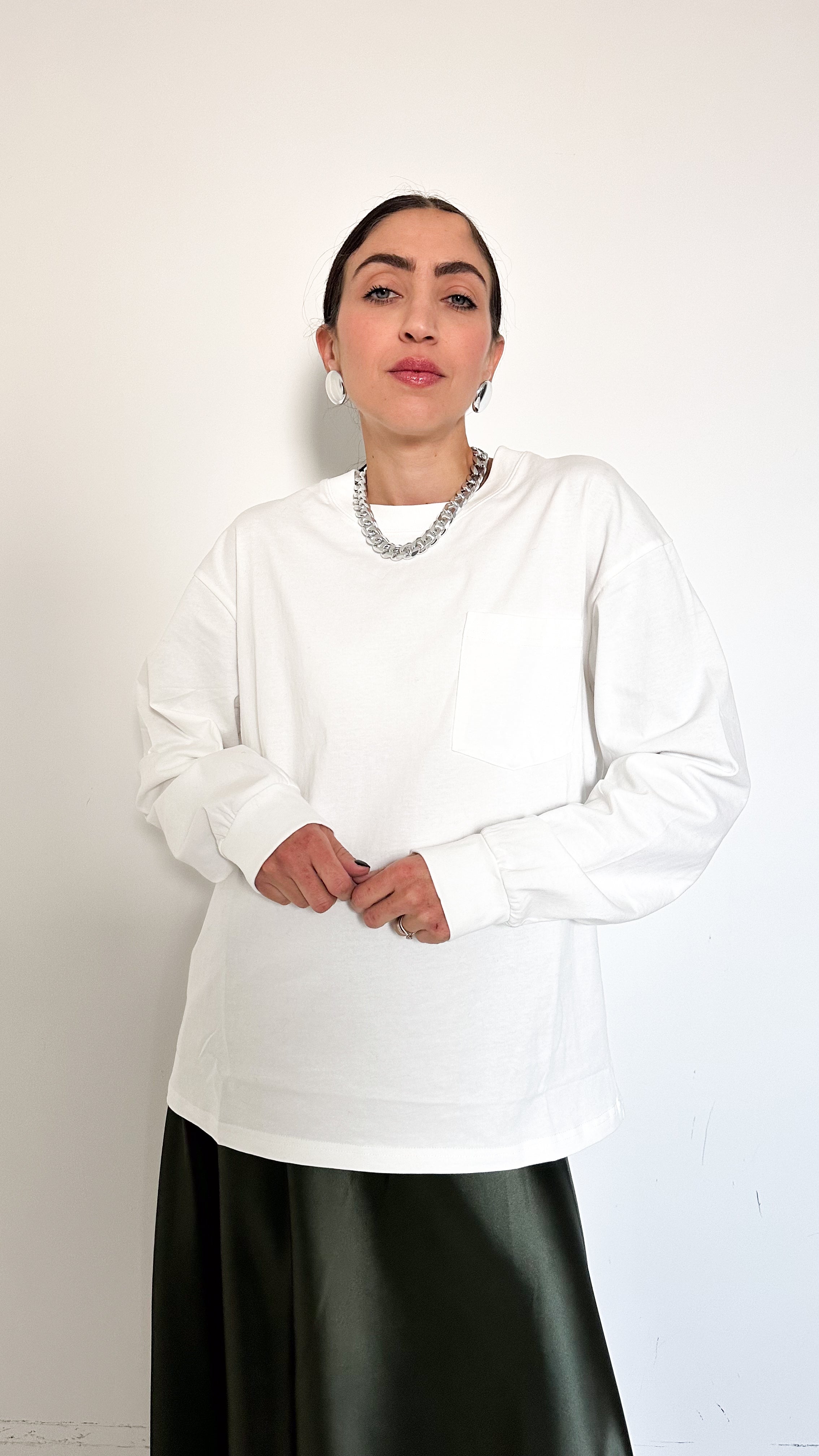Maglia Bianca Con Taschino