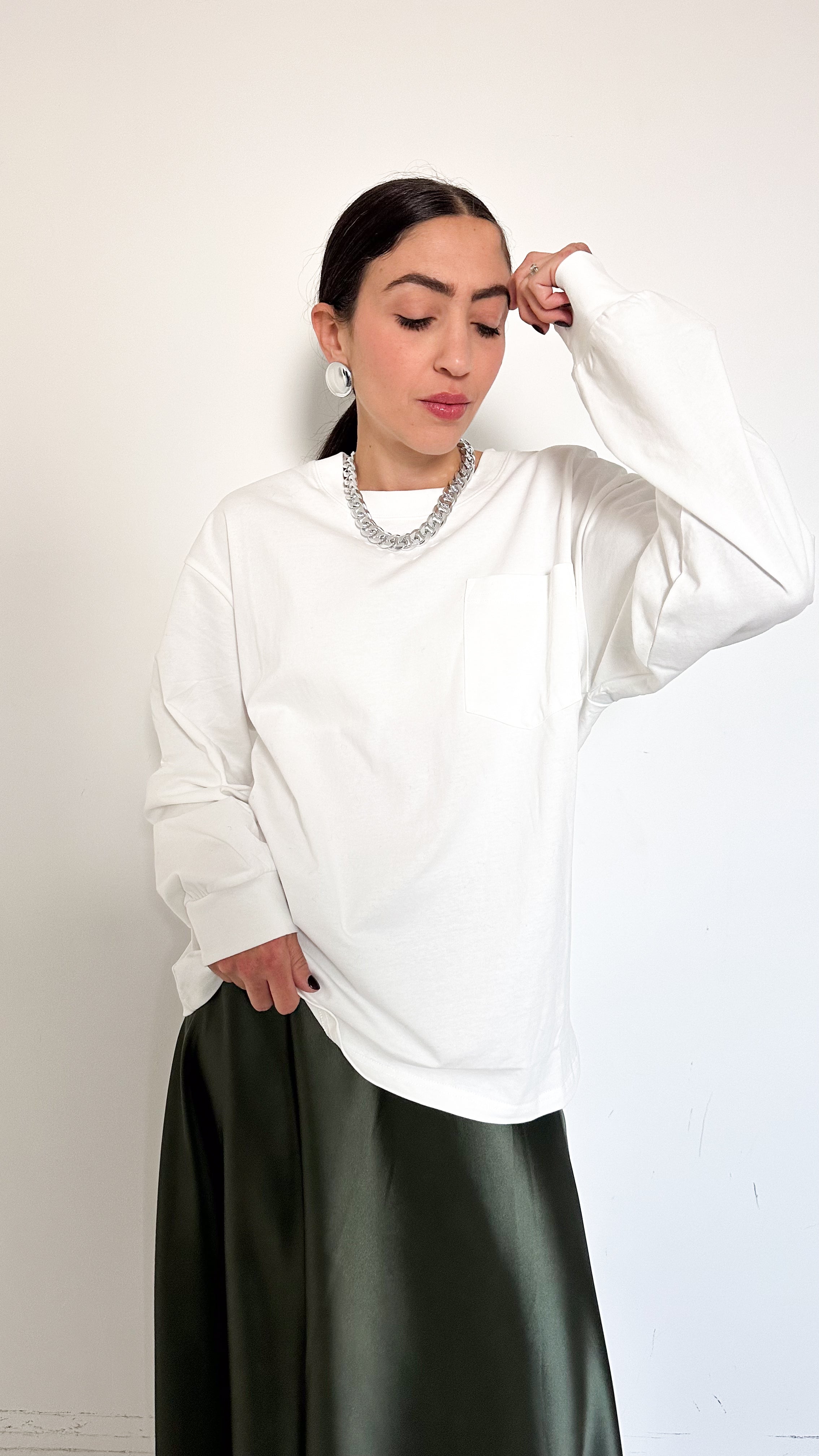 Maglia Bianca Con Taschino