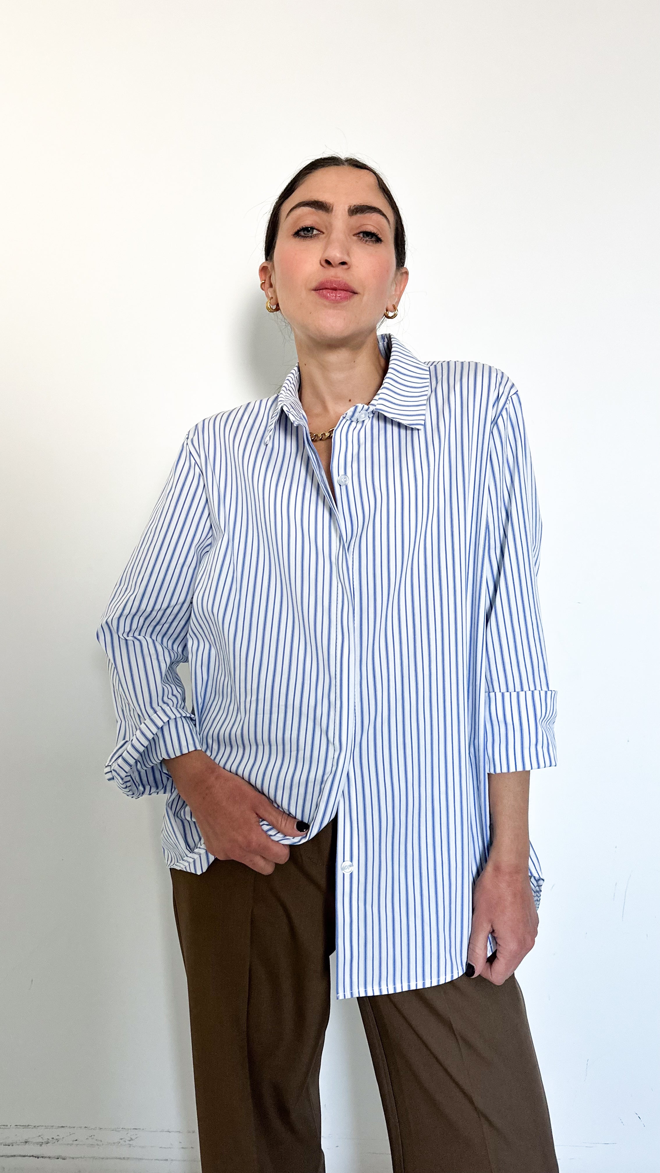 Camicia  A Righe Celeste