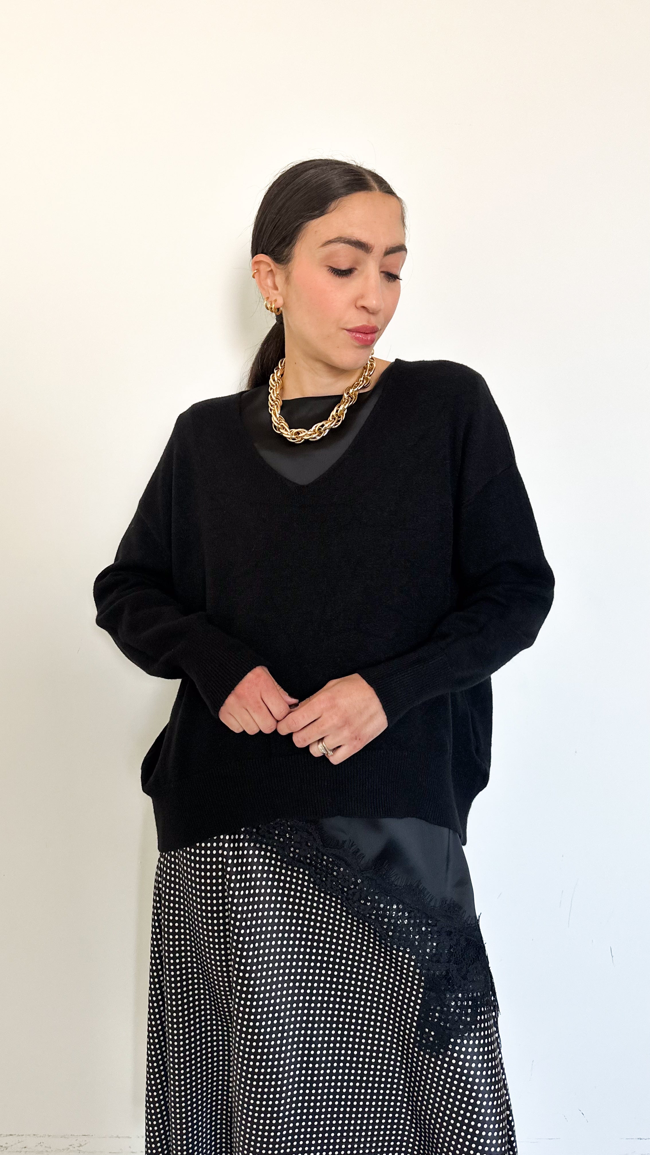 Pull Scollo A V Nero