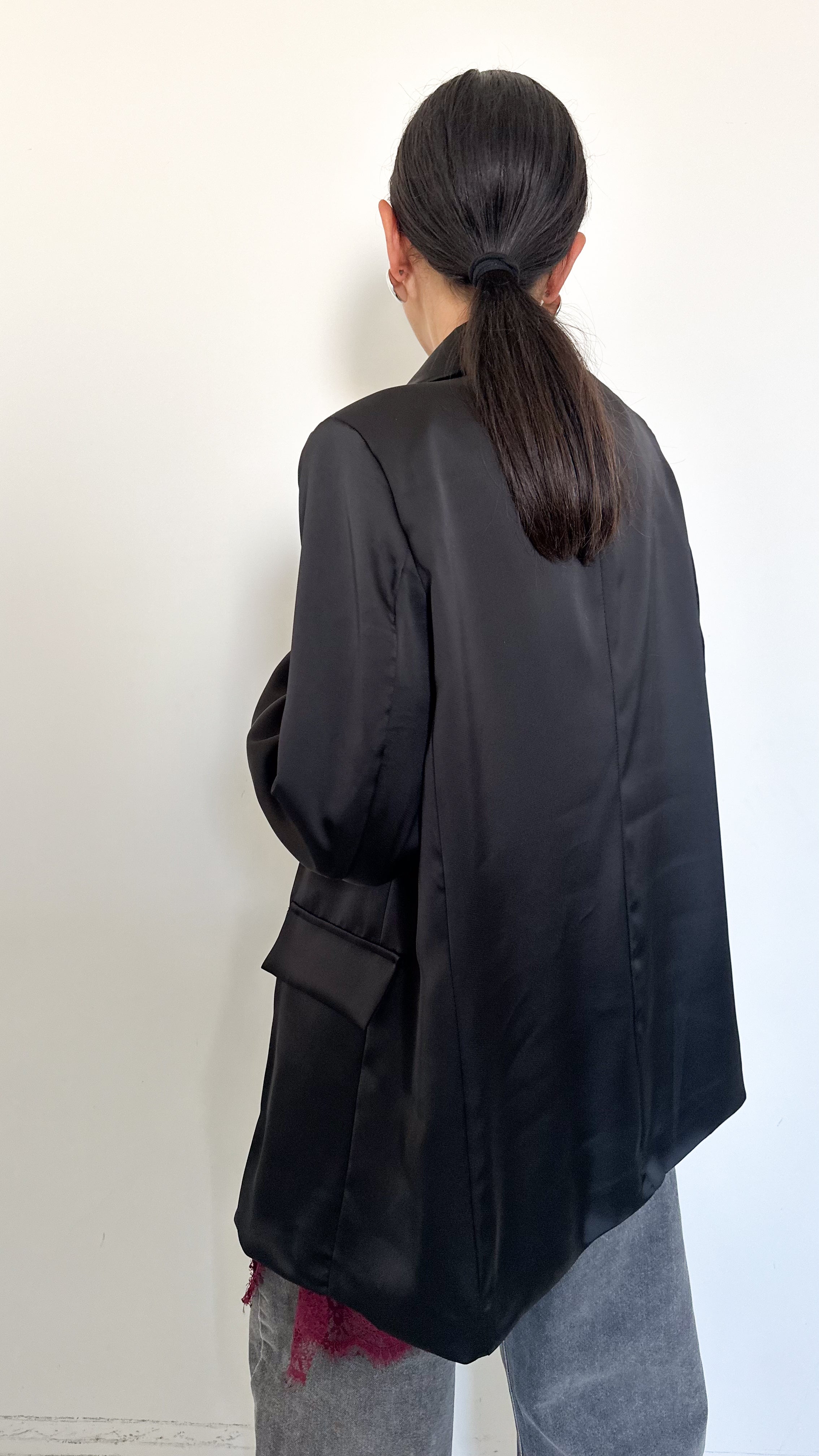 Blazer In Satin Nero