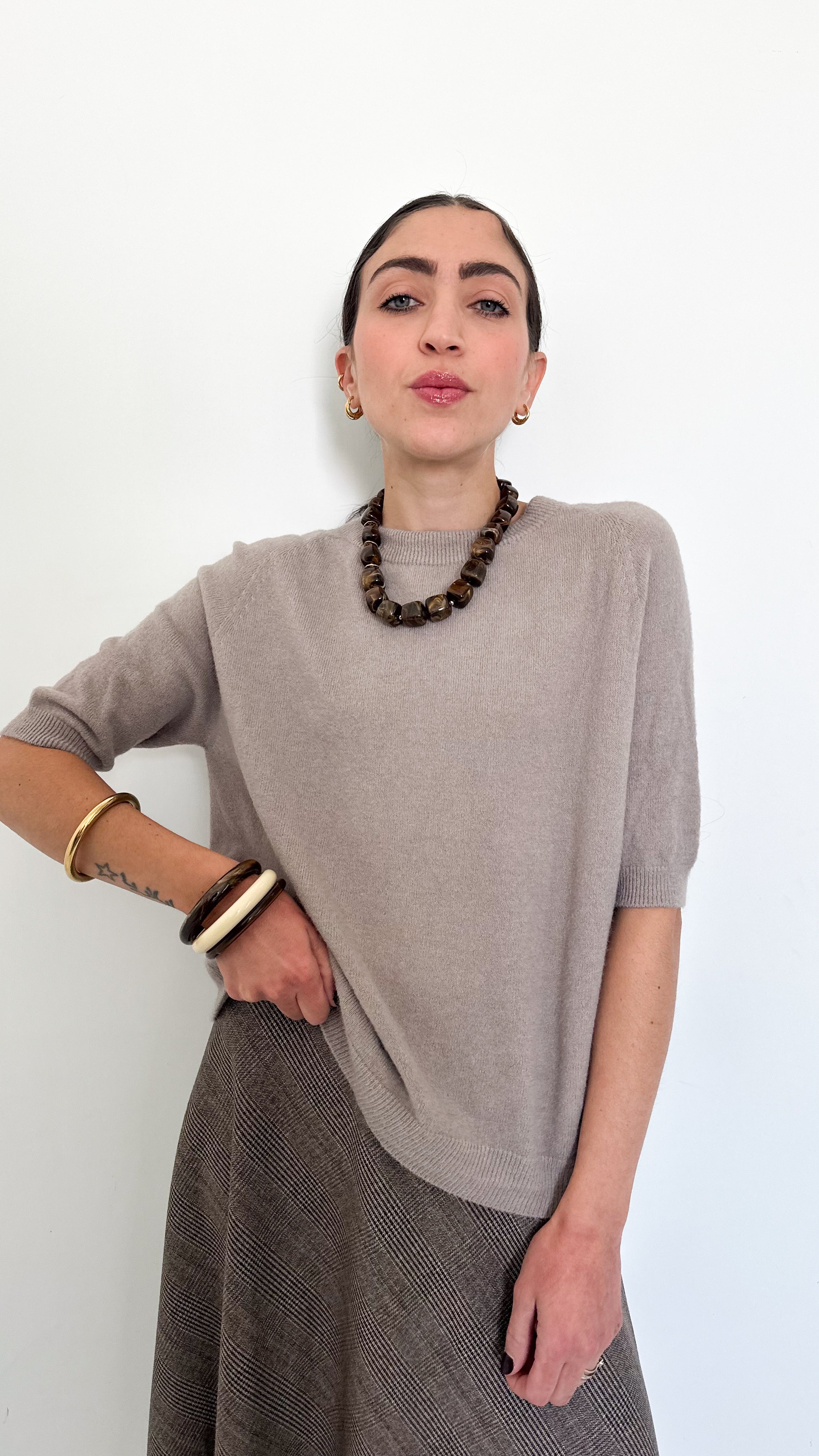 Pull Mezza Manica Taupe