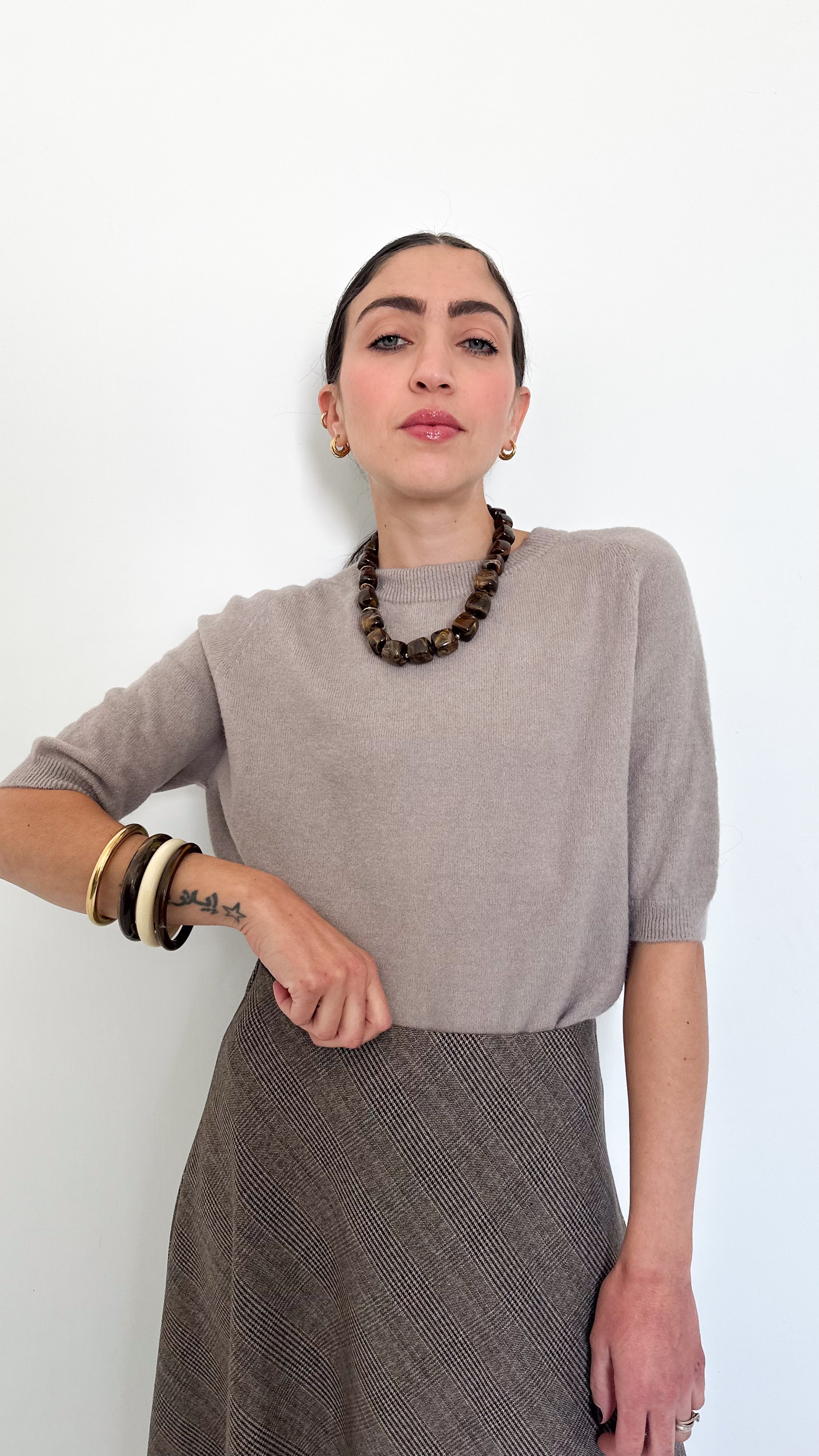 Pull Mezza Manica Taupe