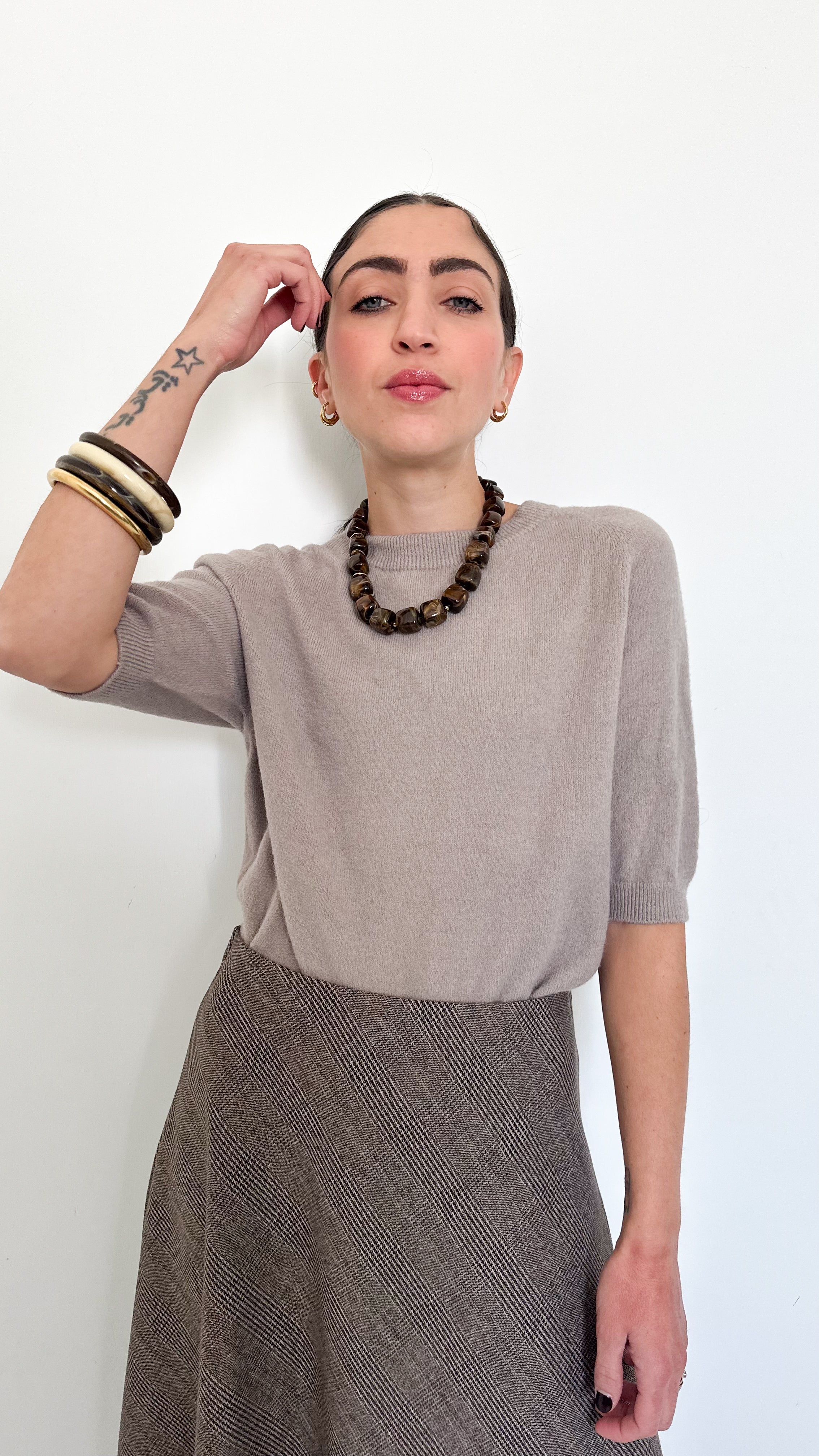 Pull Mezza Manica Taupe