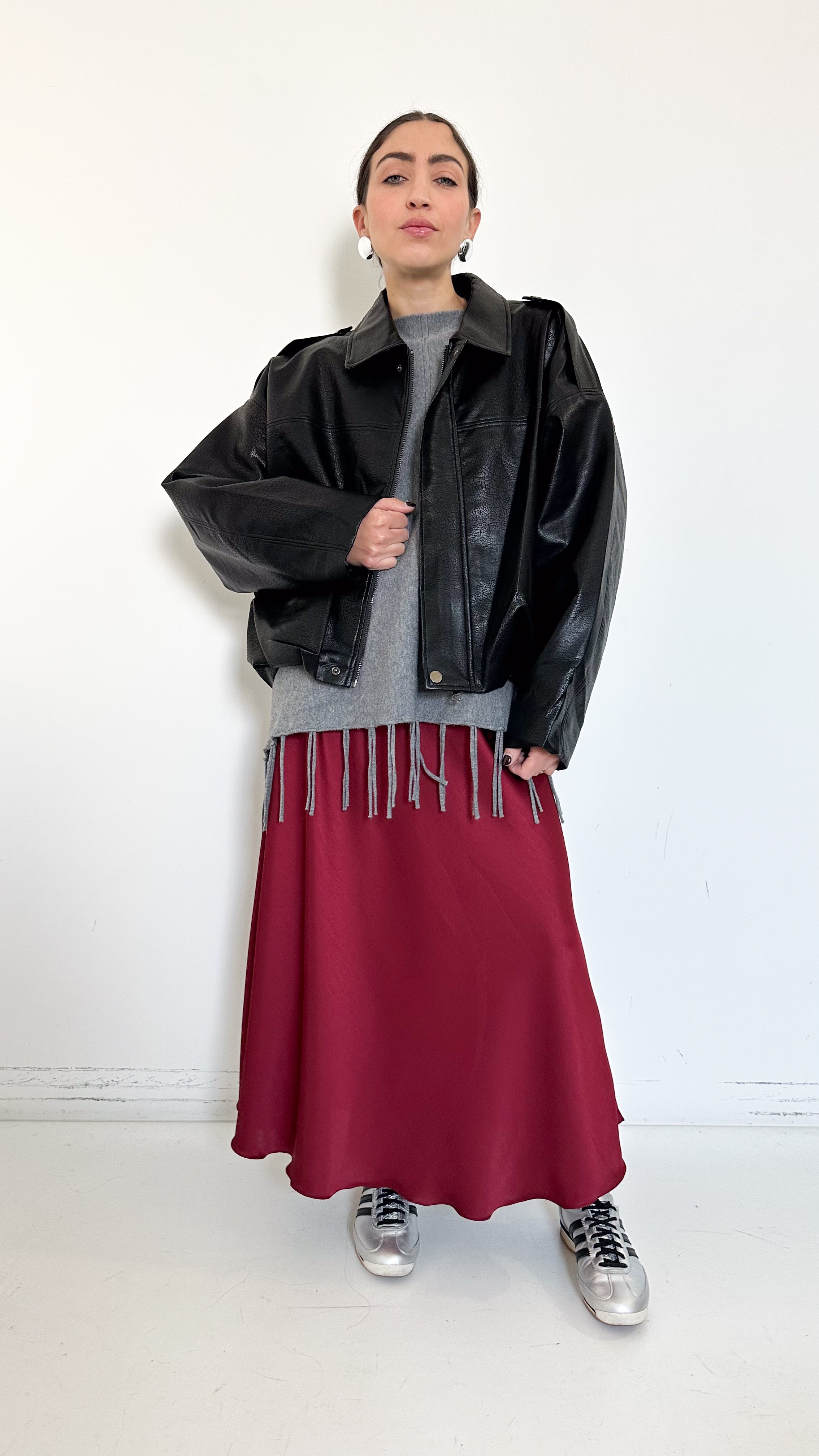 Gonna In Satin Bordeaux