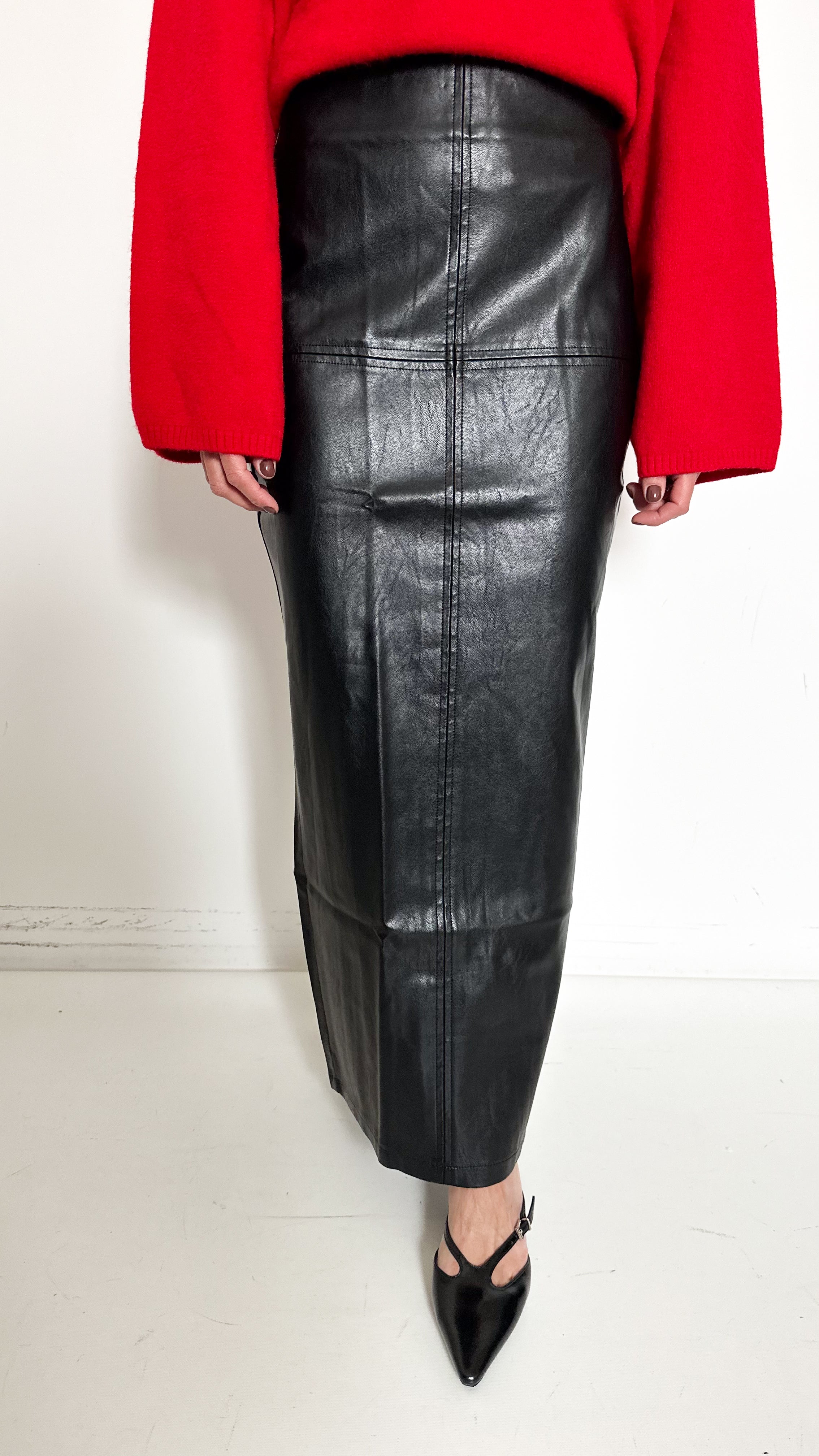 Gonna Longuette In Ecopelle