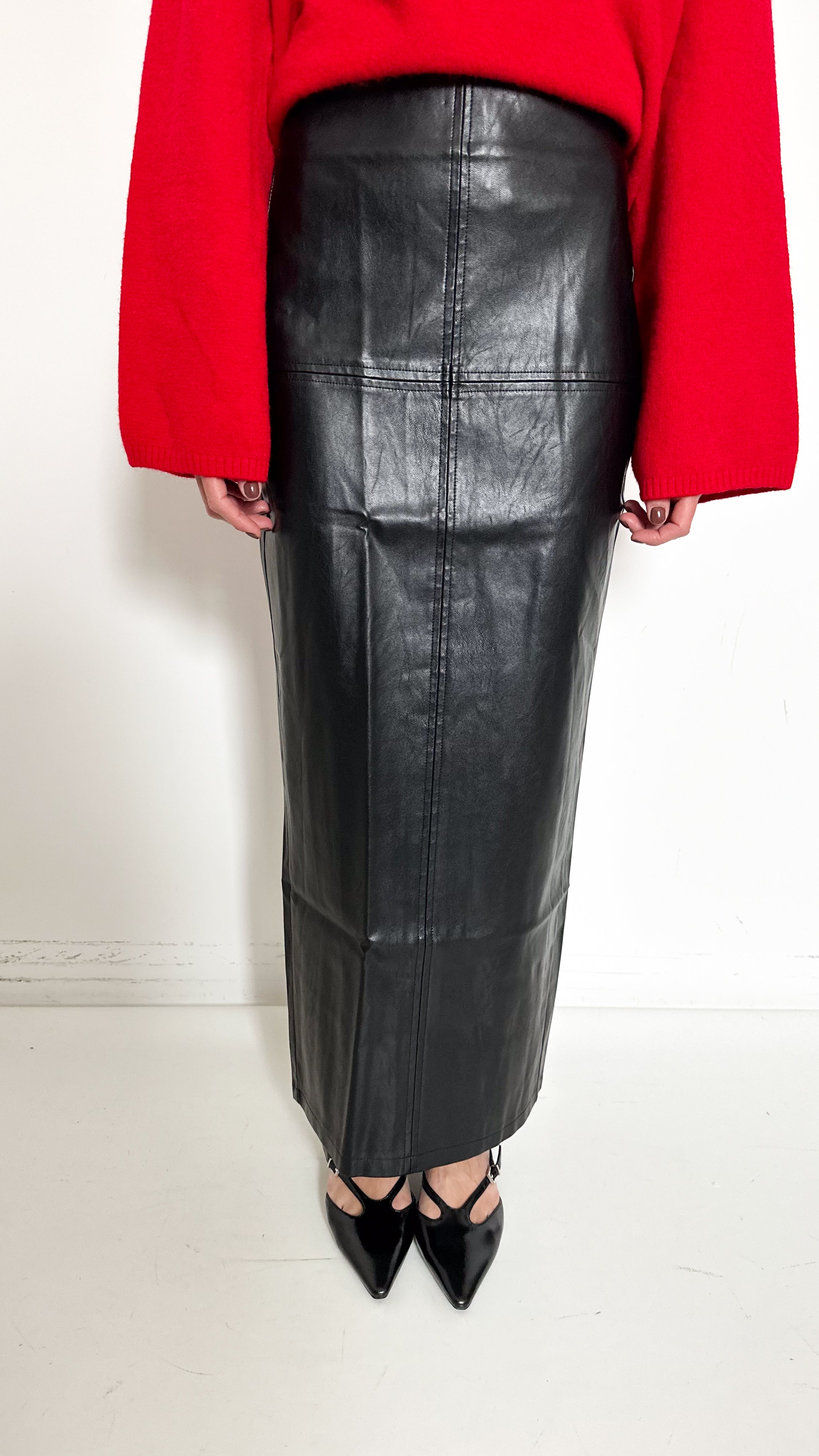 Gonna Longuette In Ecopelle