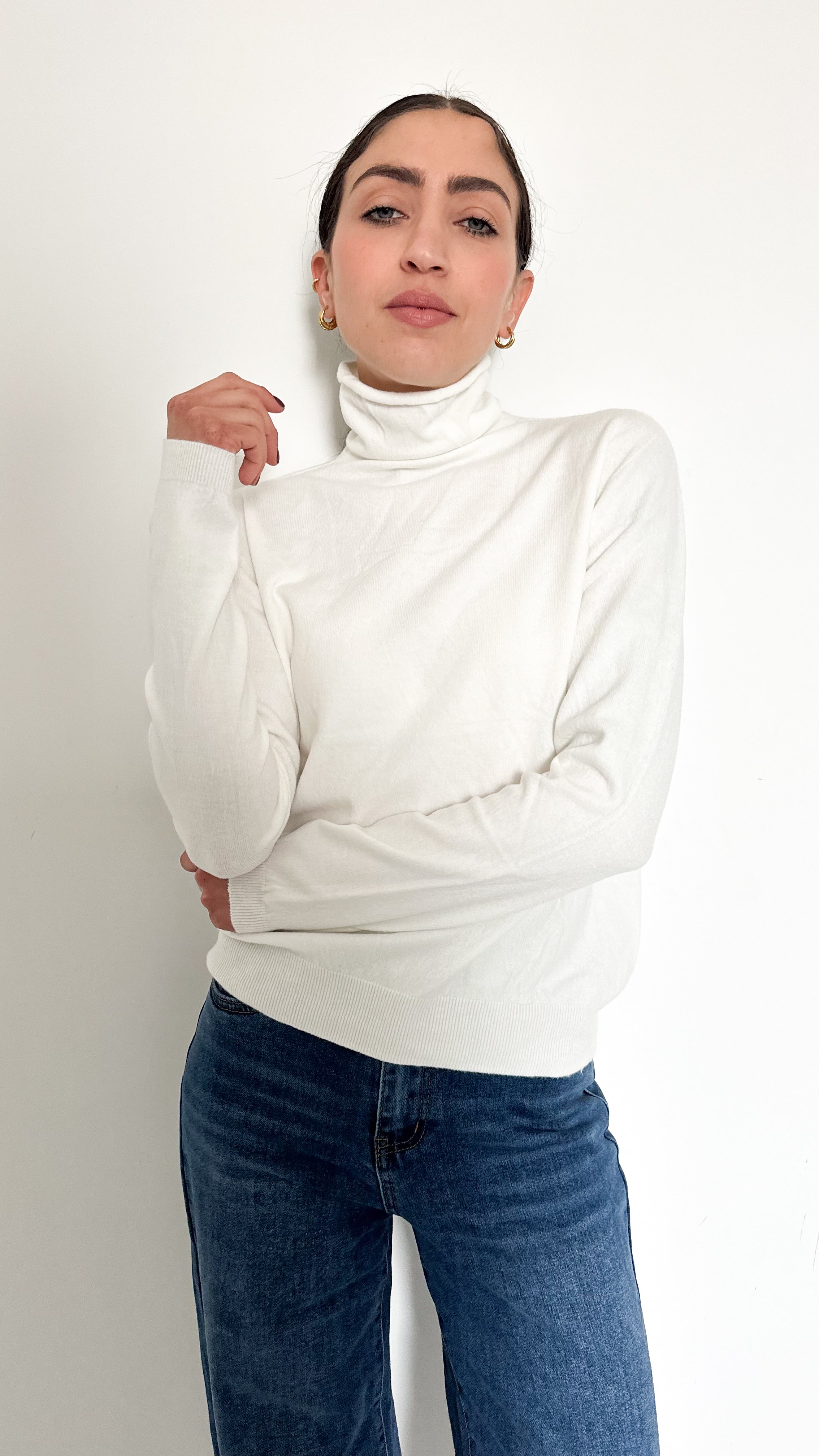 Pull Basic Collo Alto Bianco