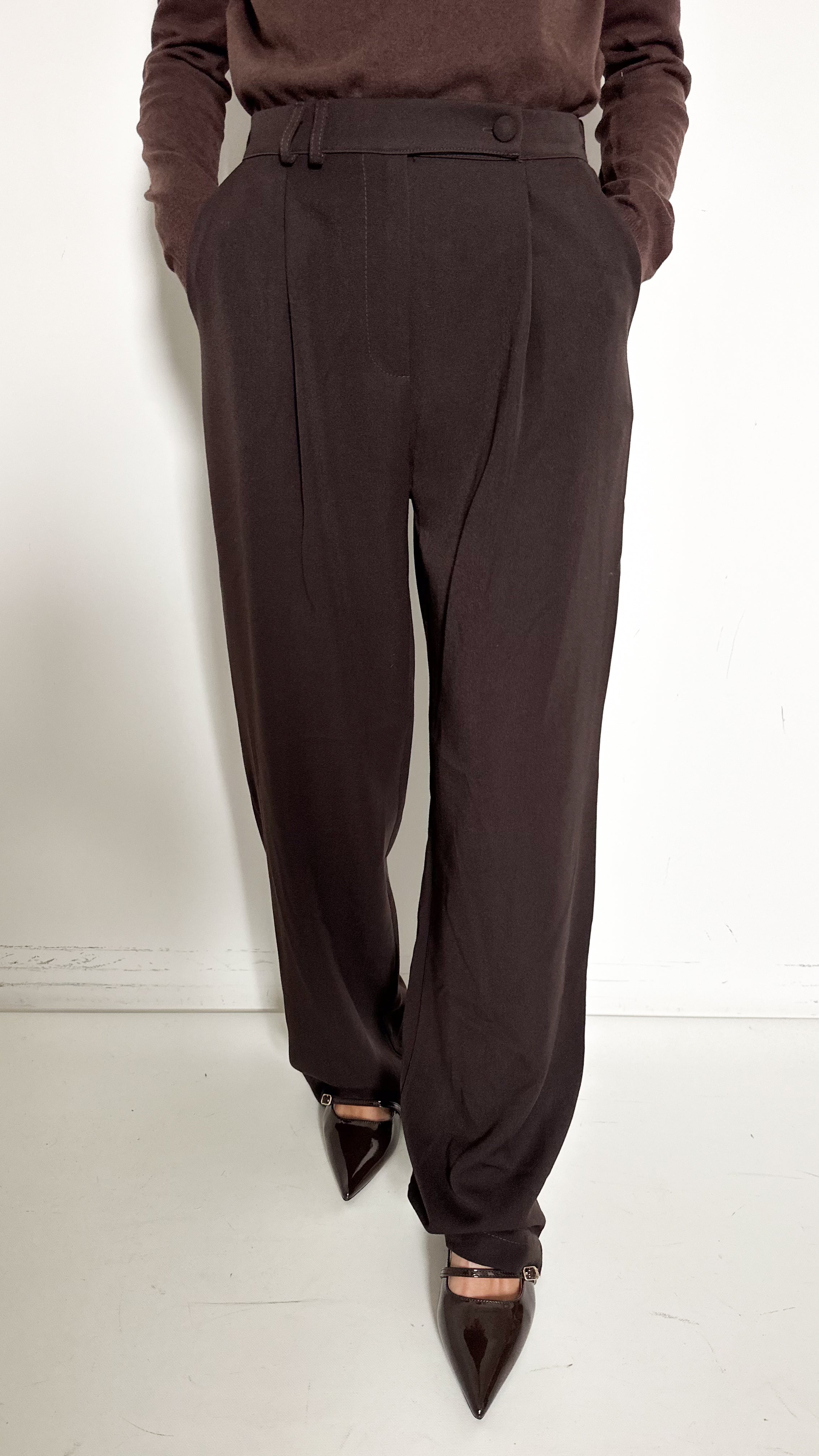 Pantaloni Marroni Con Pinces