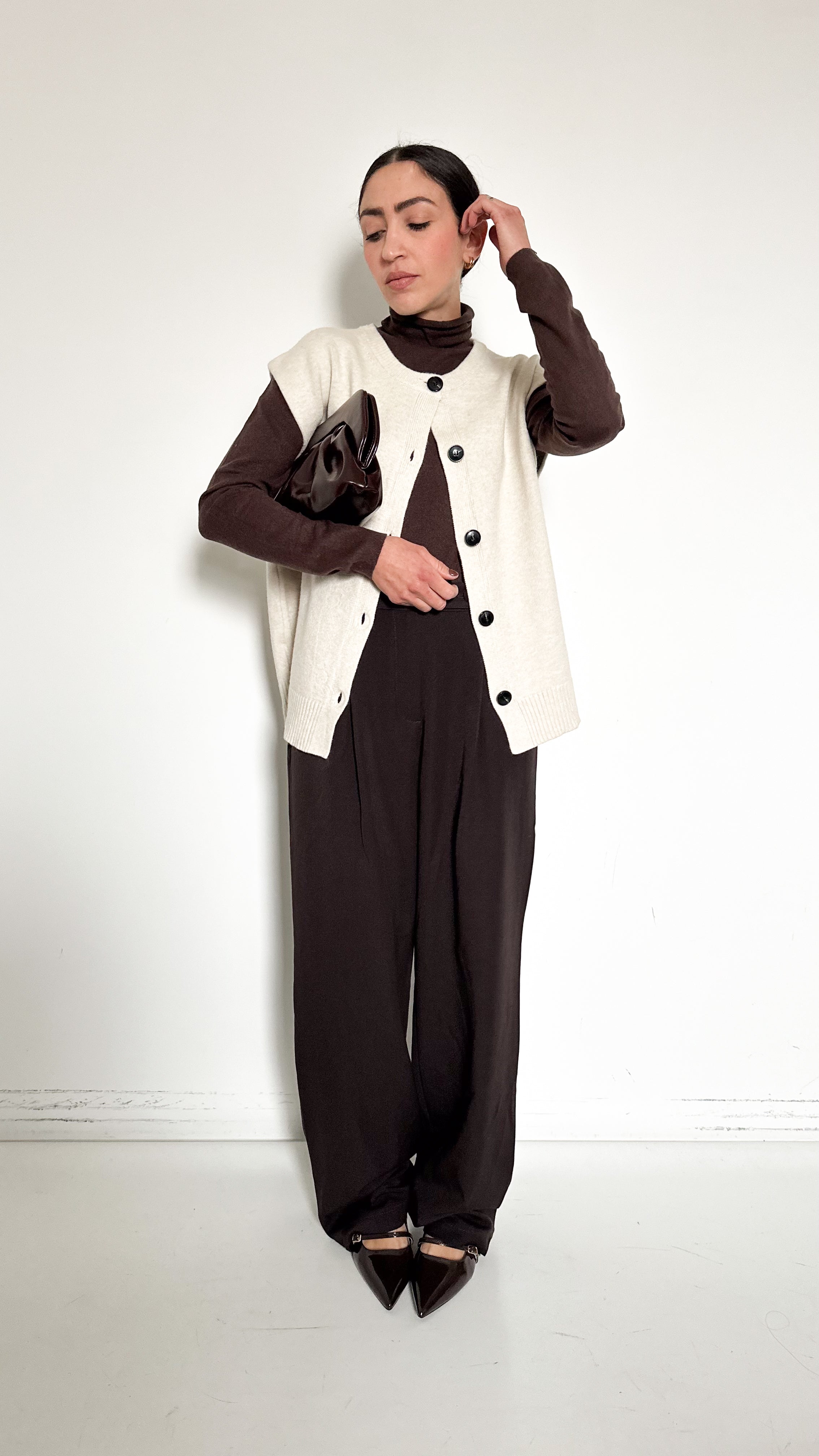 Pantaloni Marroni Con Pinces