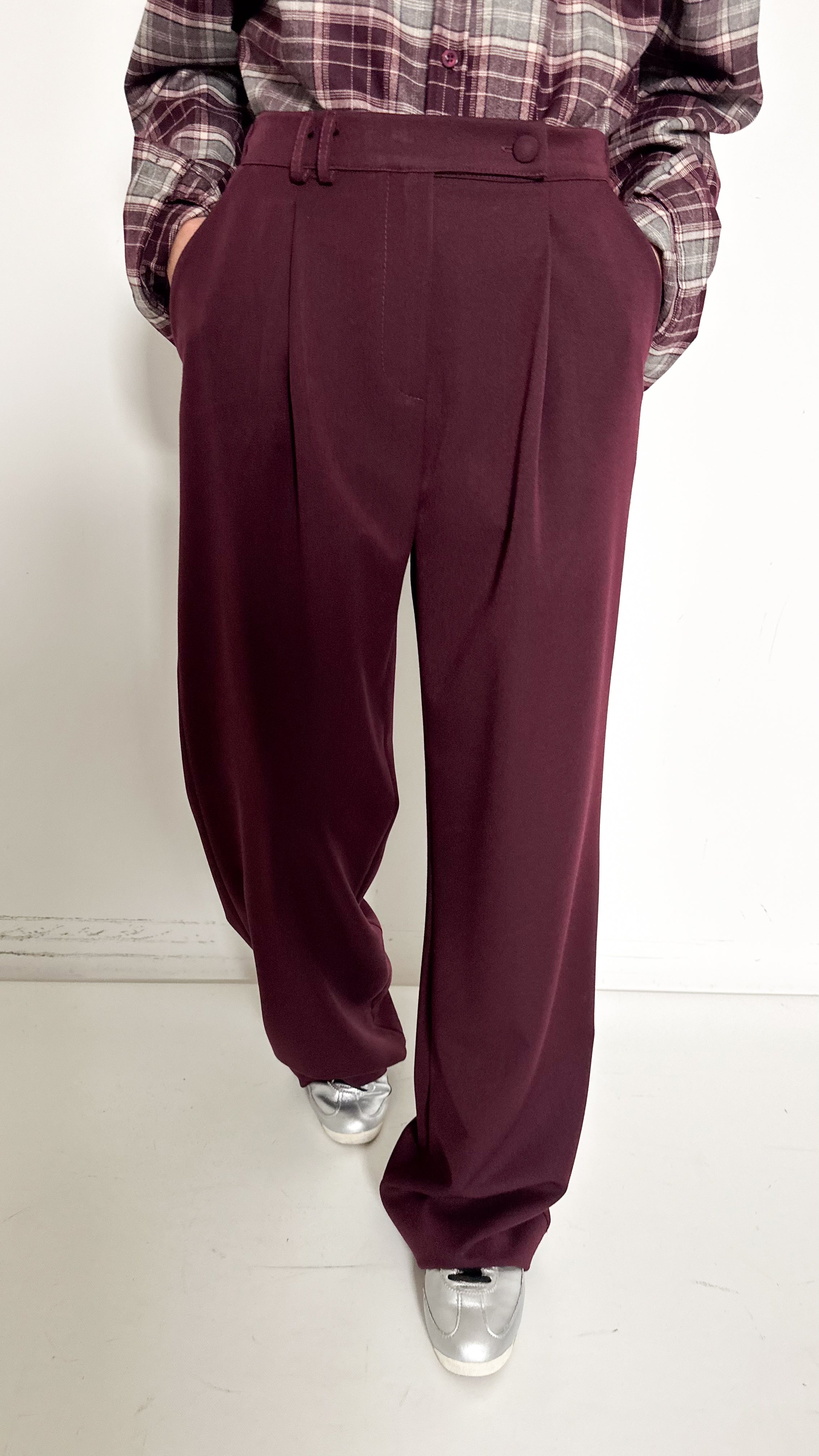 Pantaloni Borgogna Con Pinces