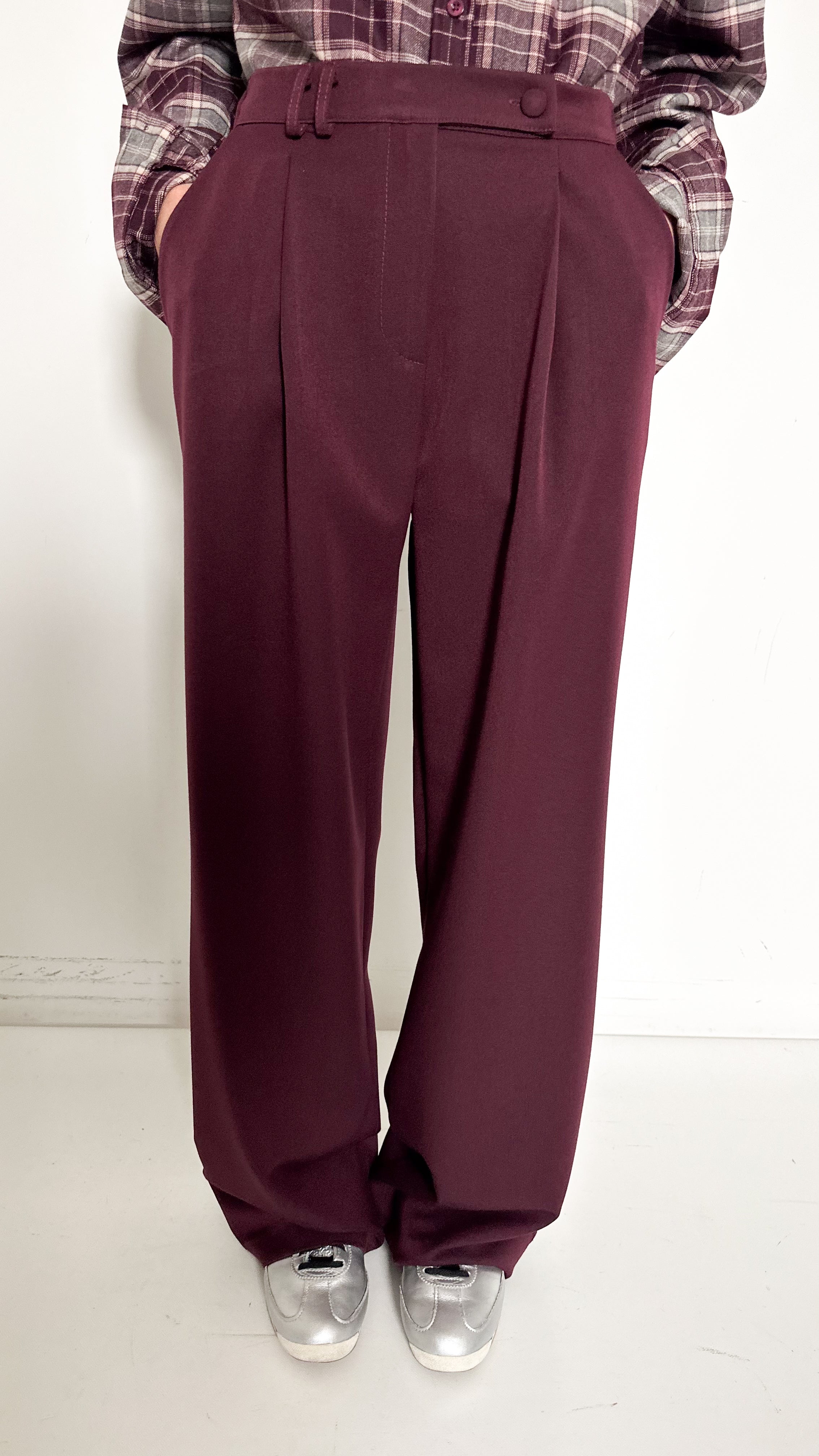 Pantaloni Borgogna Con Pinces