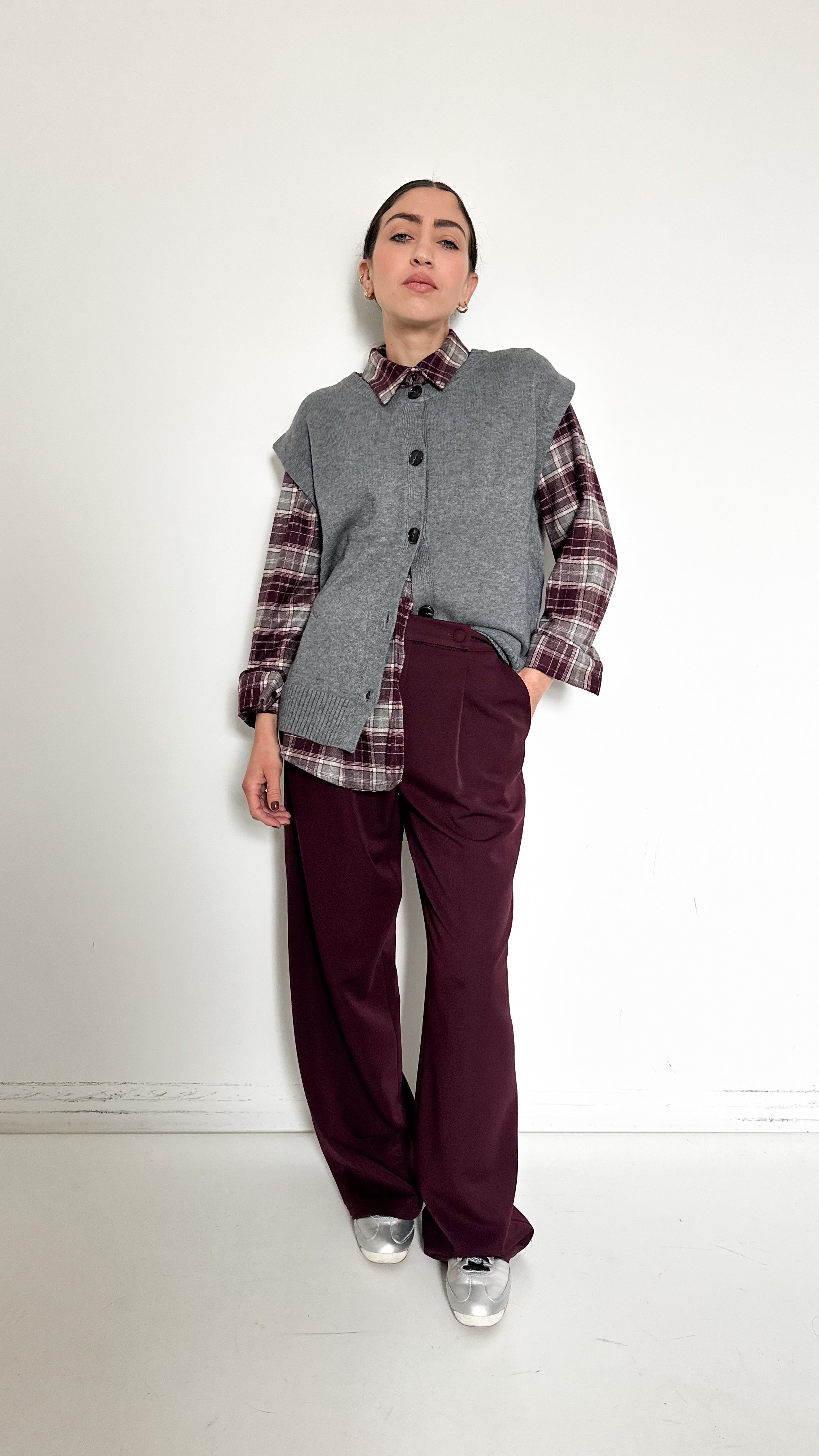 Pantaloni Borgogna Con Pinces