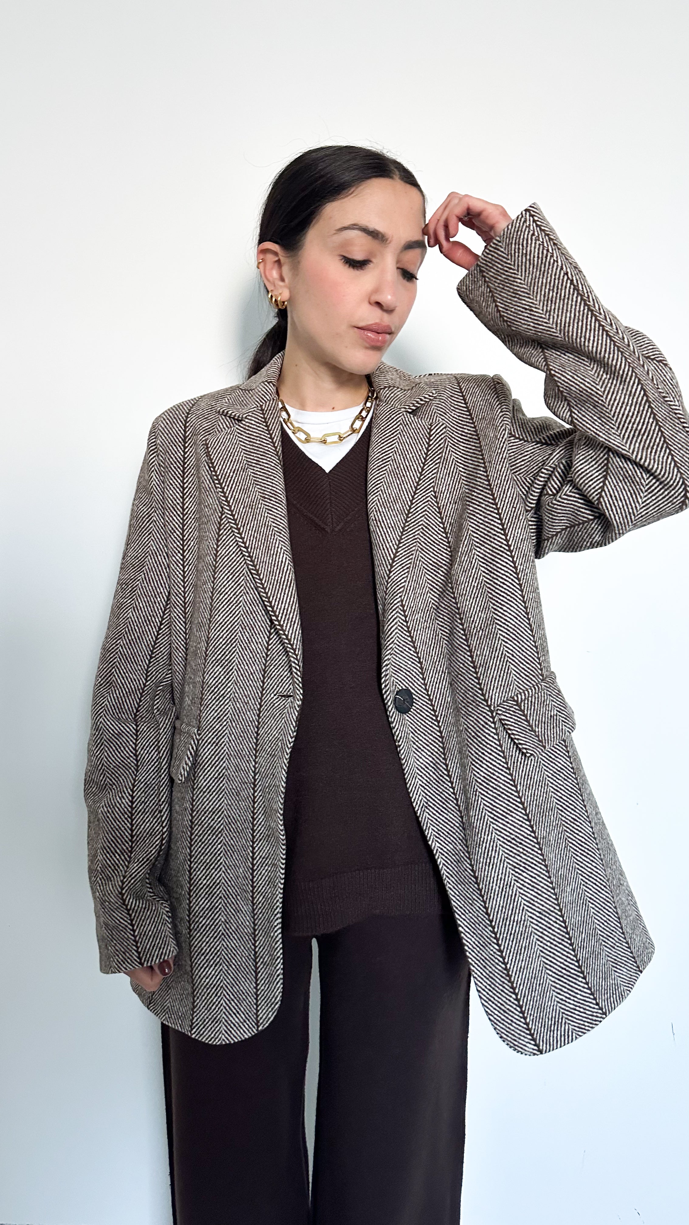 Blazer Spigato Marrone