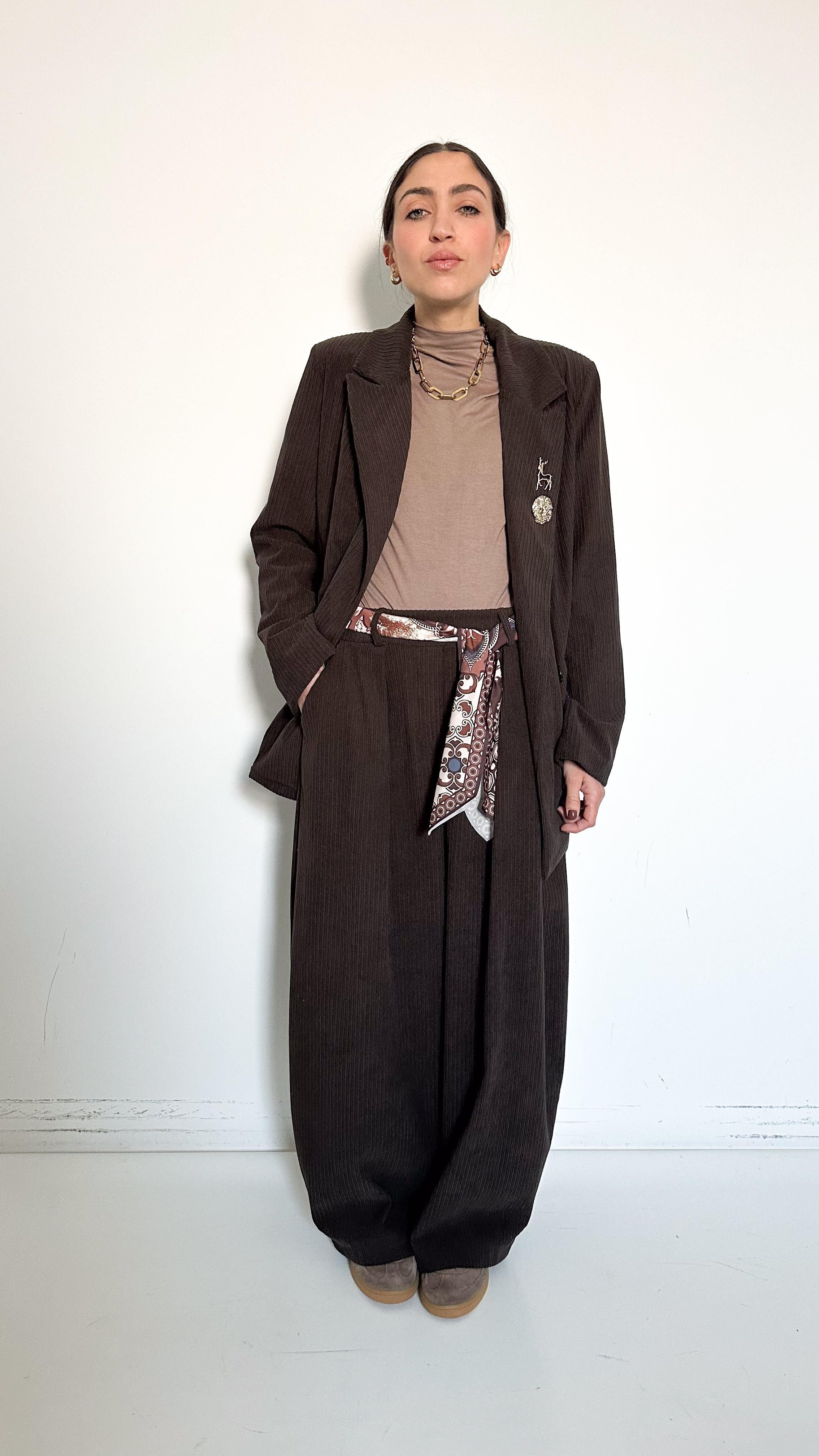 Tailleur Balloon Marrone