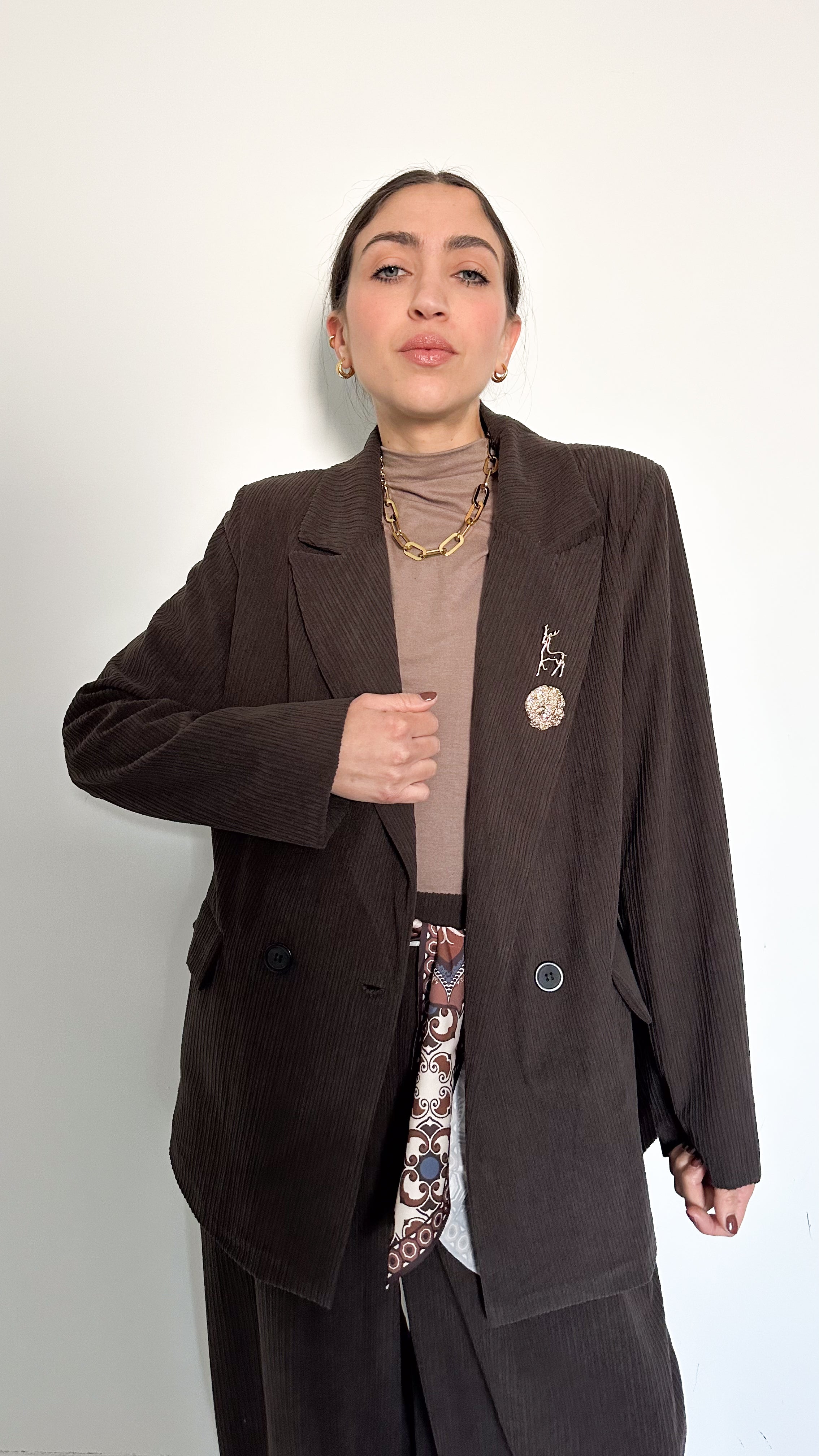 Tailleur Balloon Marrone