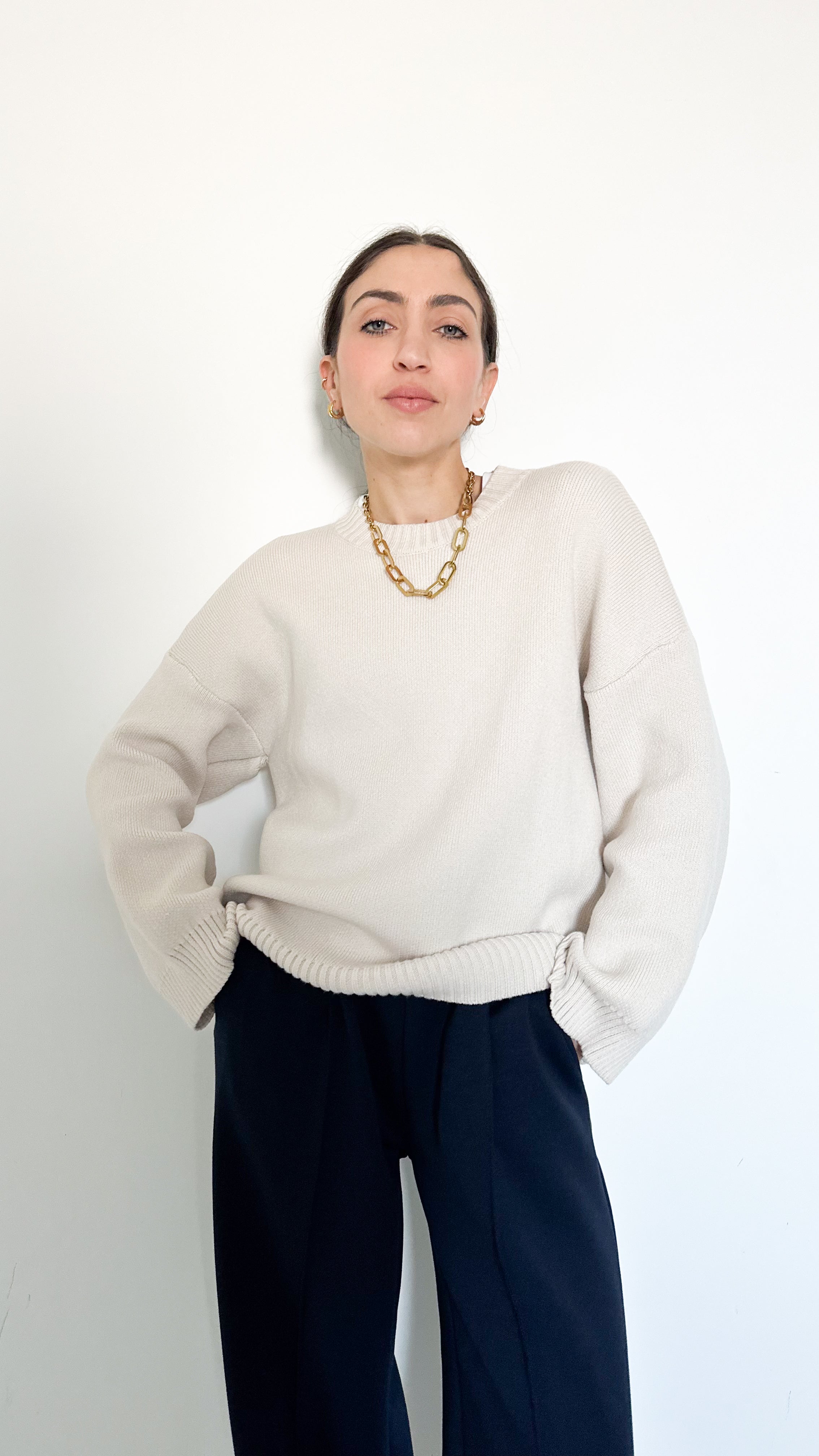 Pull Over Girocollo Panna