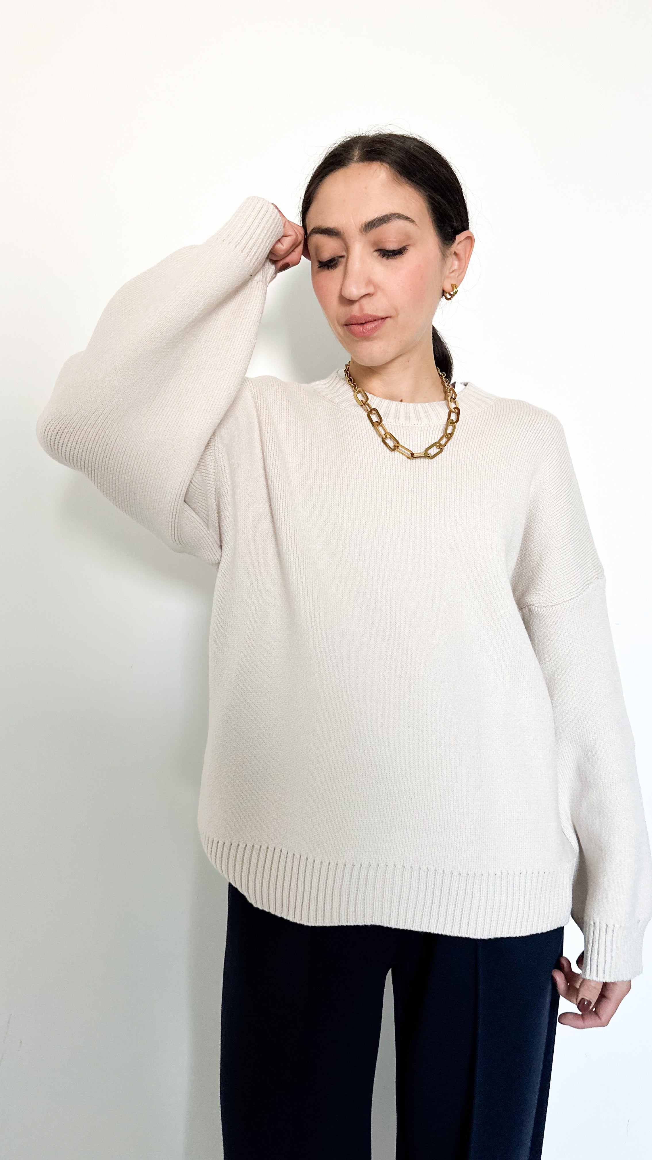 Pull Over Girocollo Panna