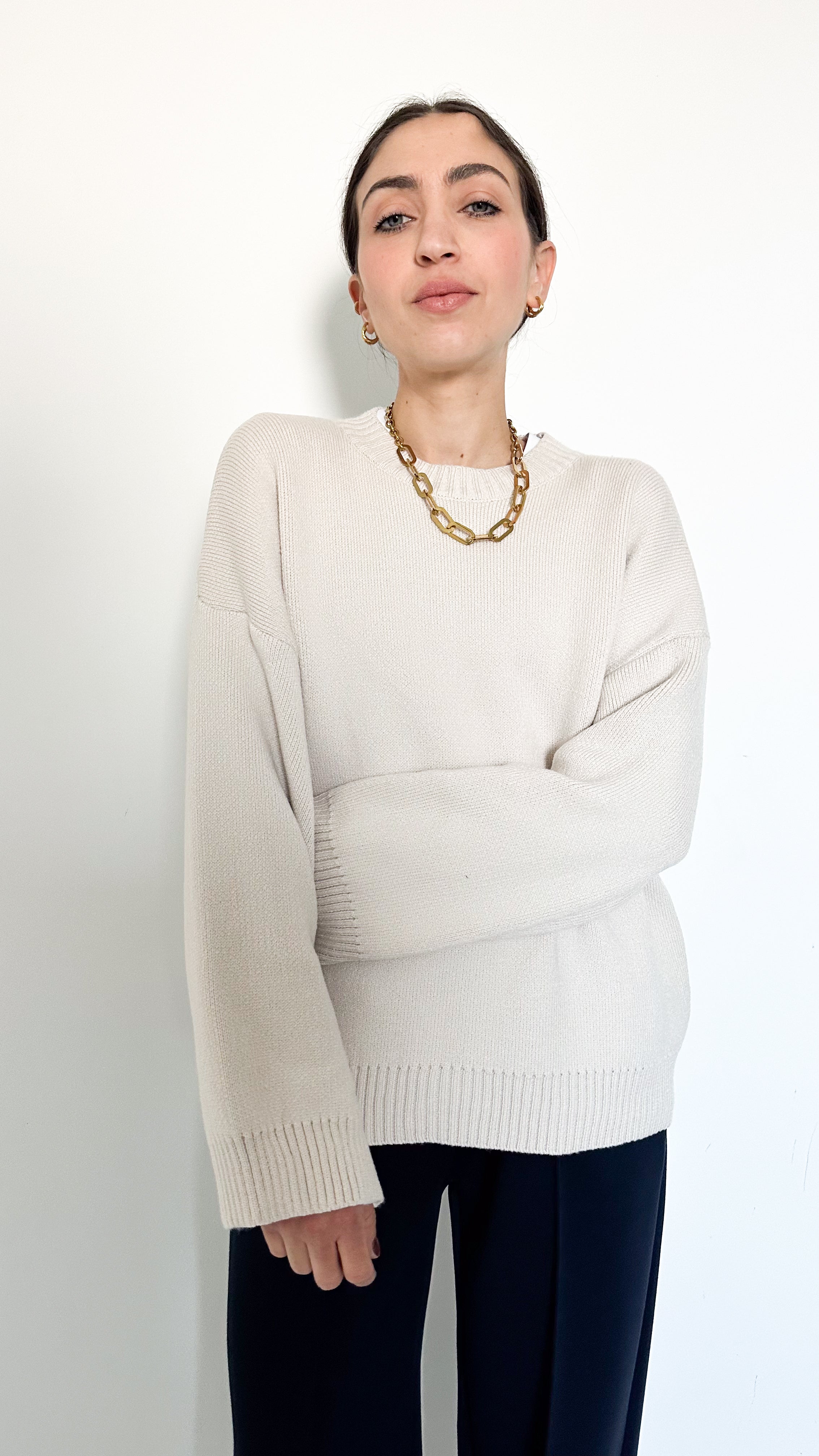 Pull Over Girocollo Panna