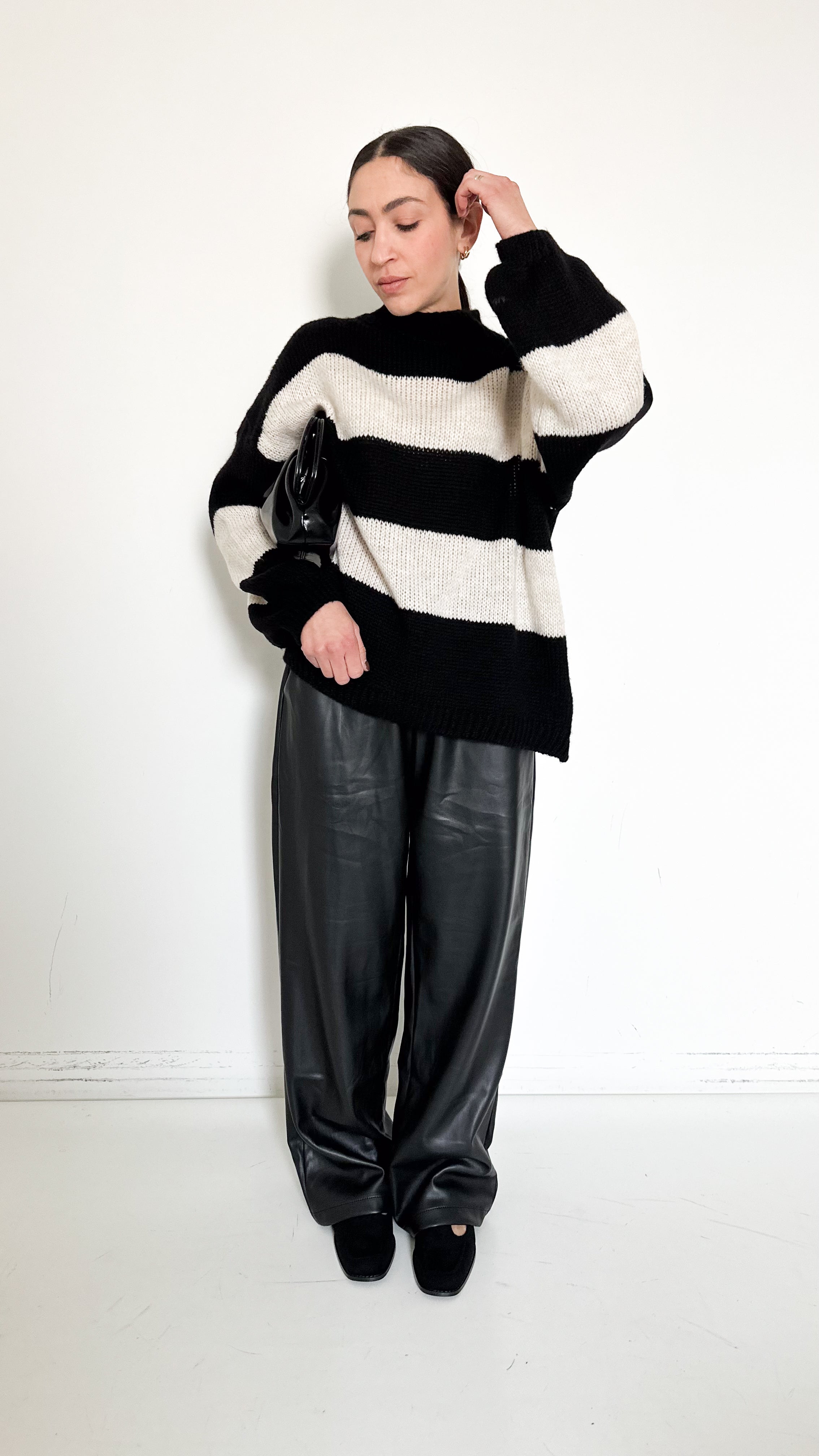 Pantaloni Nero Wide Leg In Ecopelle