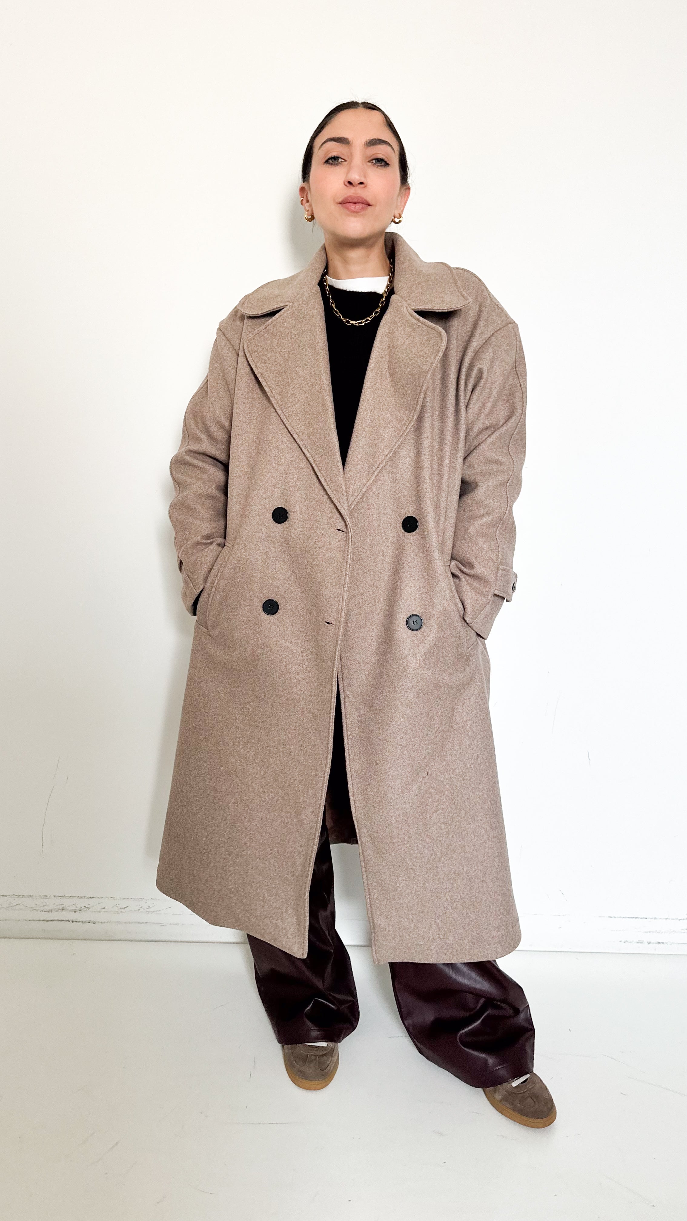 Cappotto Taupe Over Doppiopetto