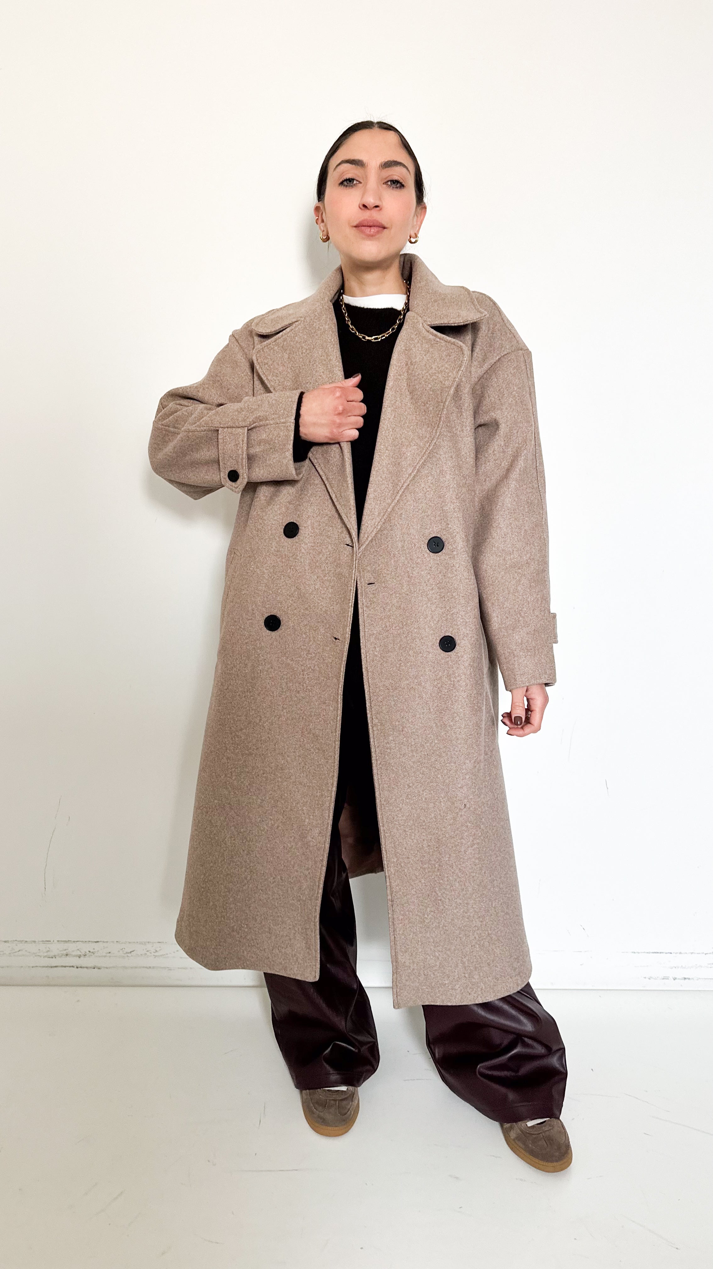 Cappotto Taupe Over Doppiopetto