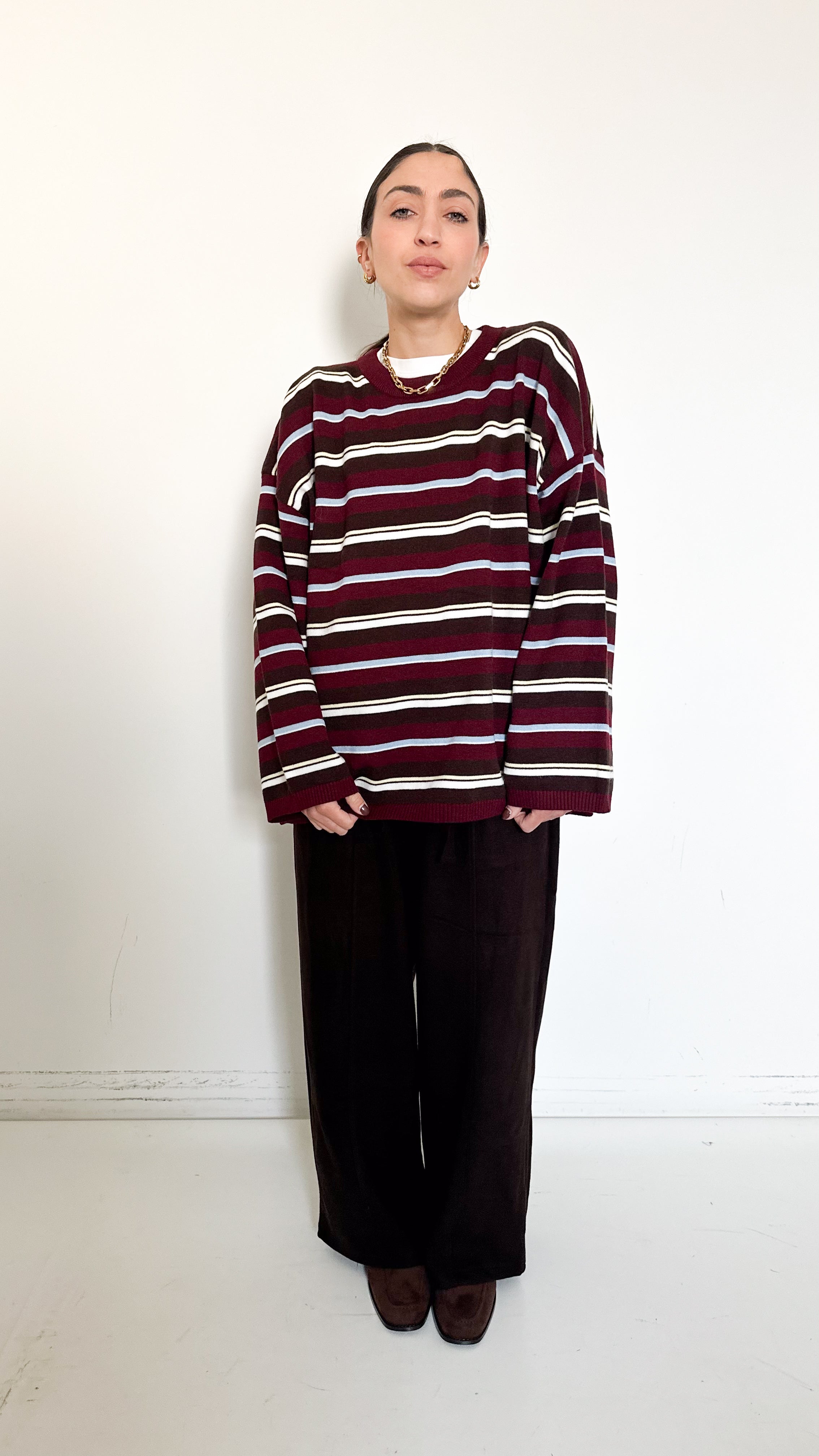 Pantaloni Marroni Palazzo Con Elastico