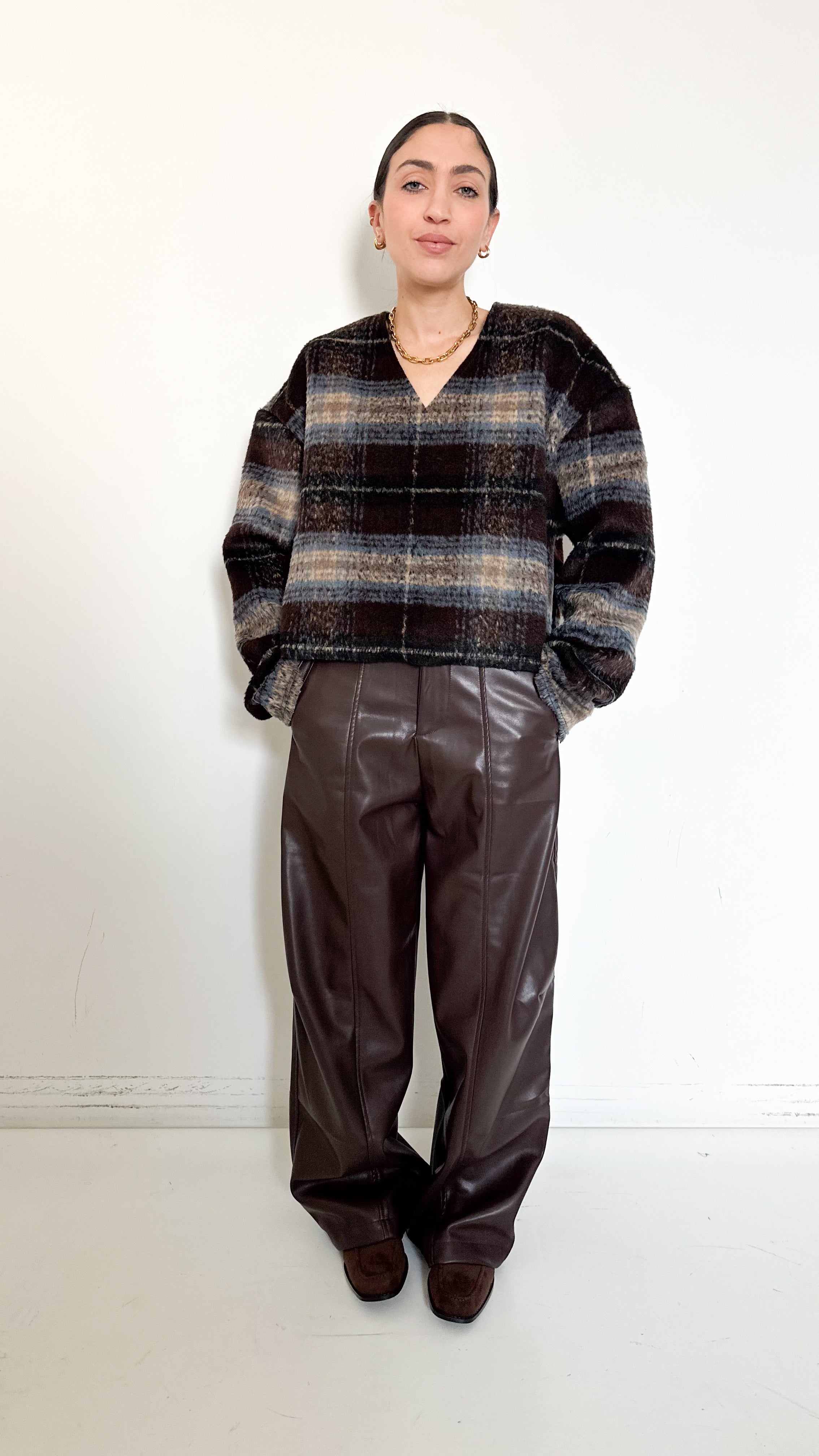 Pantaloni Marroni In Ecopelle