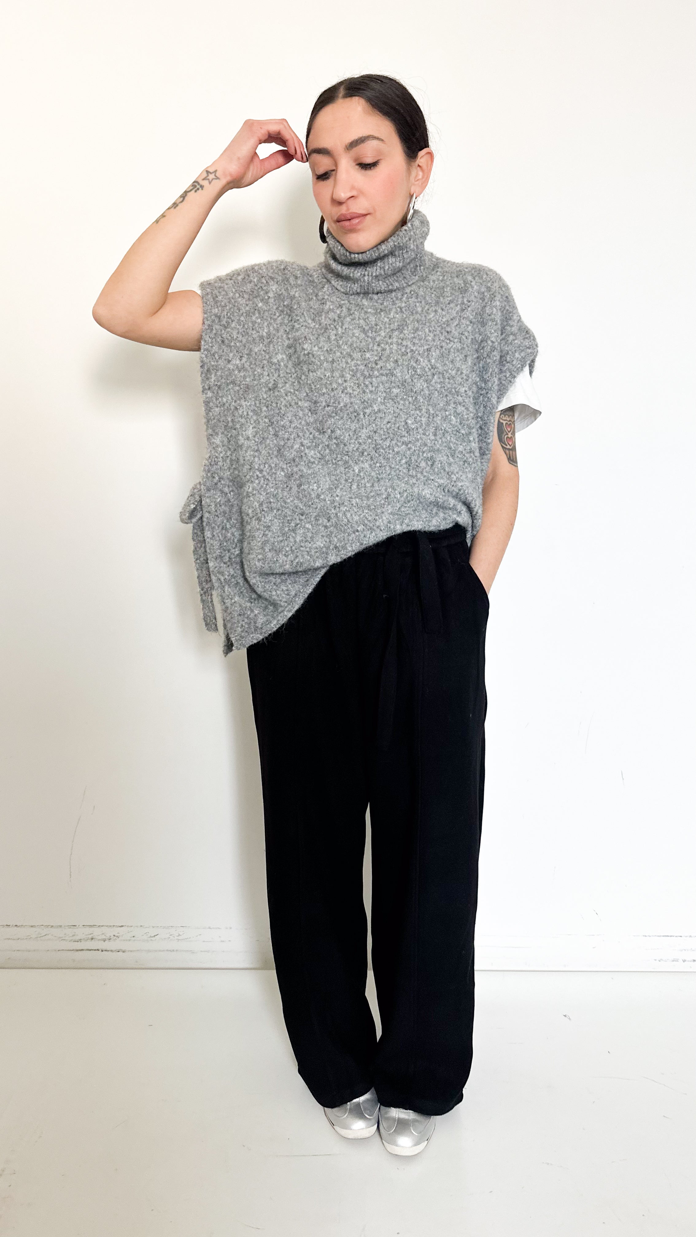 Pantaloni Neri Palazzo Con Elastico