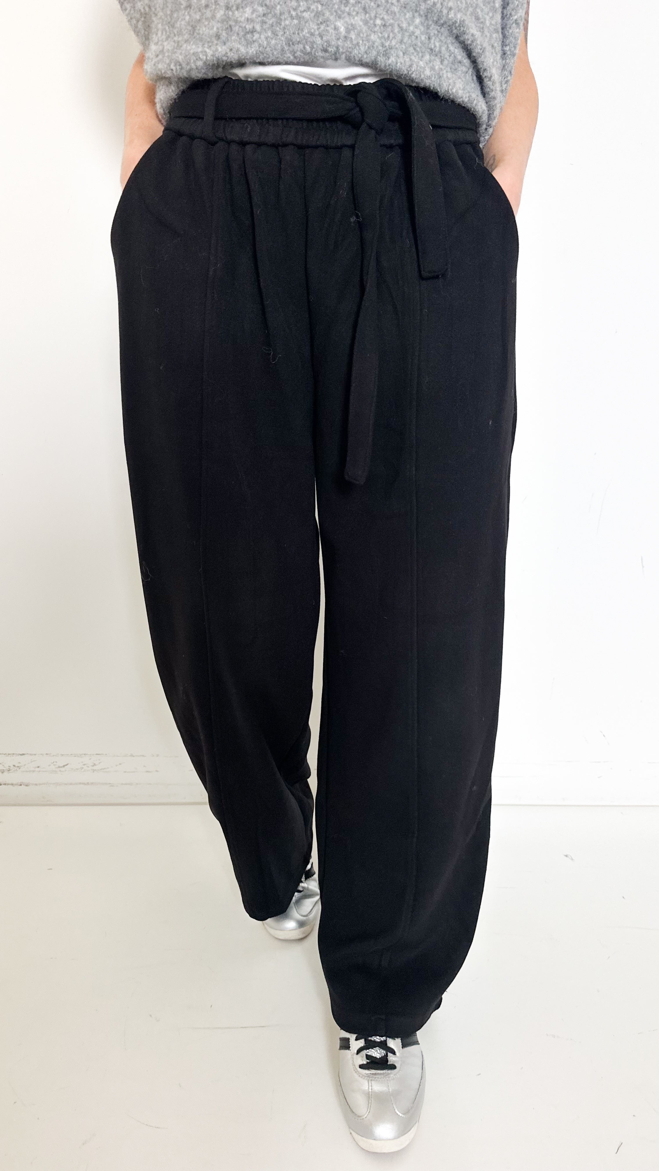Pantaloni Neri Palazzo Con Elastico