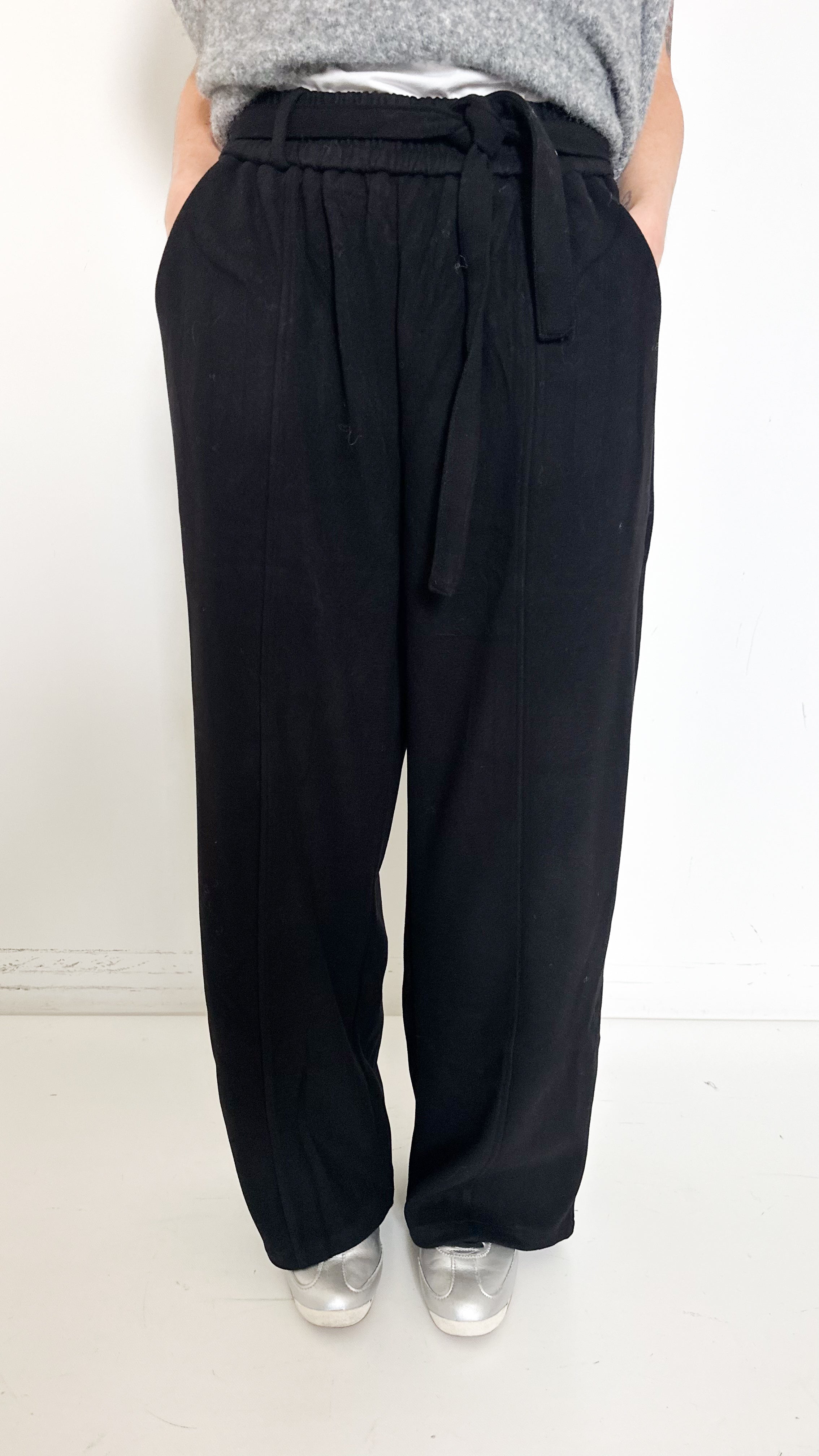 Pantaloni Neri Palazzo Con Elastico