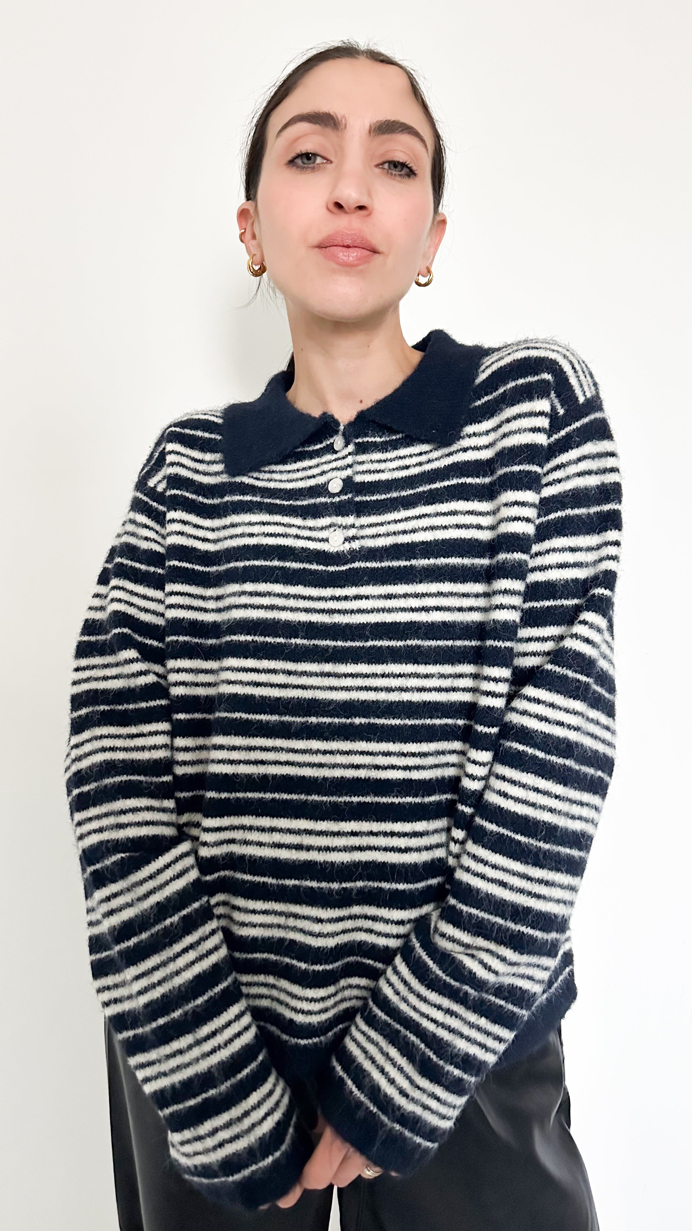 Polo Blu Over A Righe