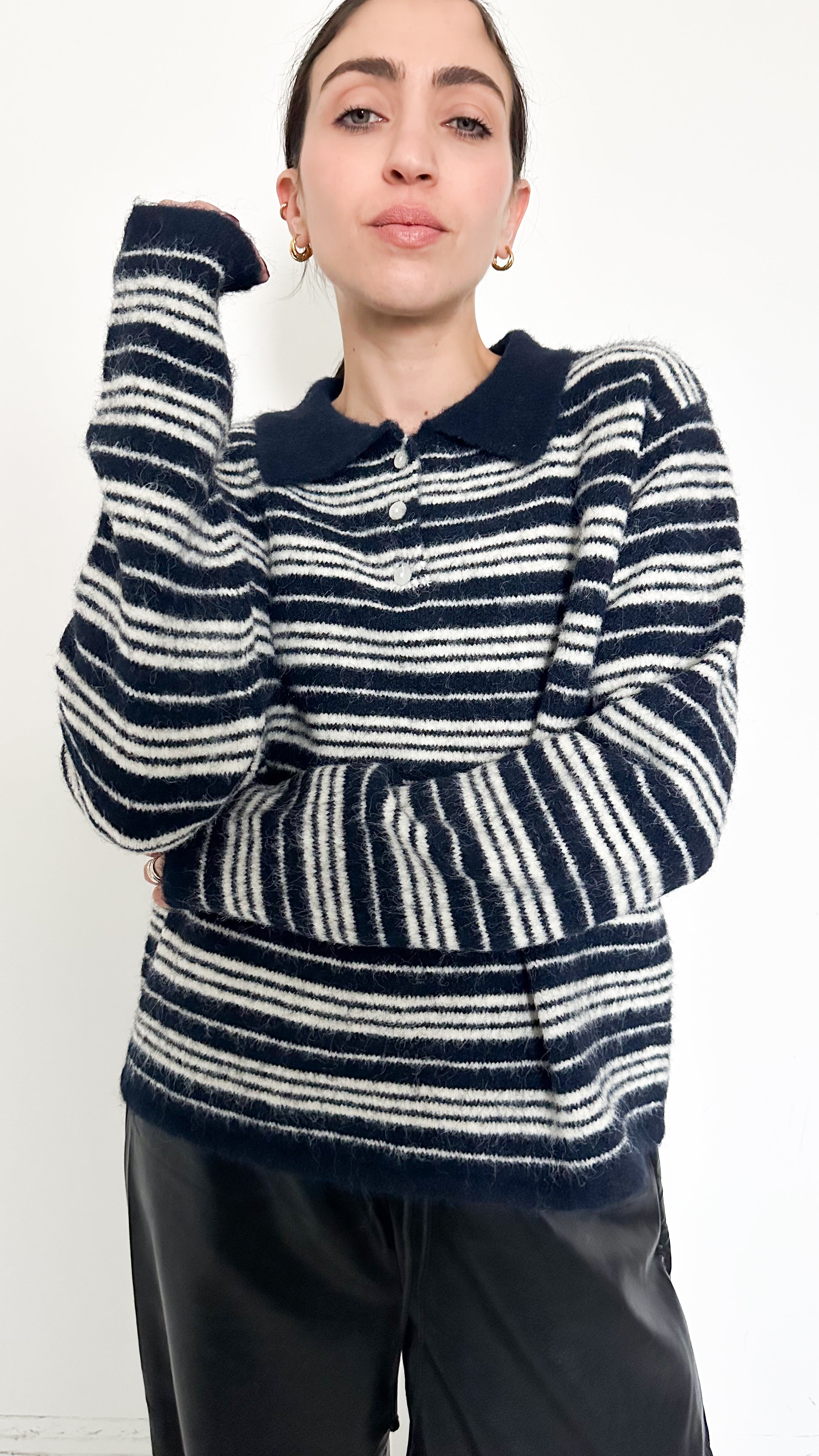 Polo Blu Over A Righe