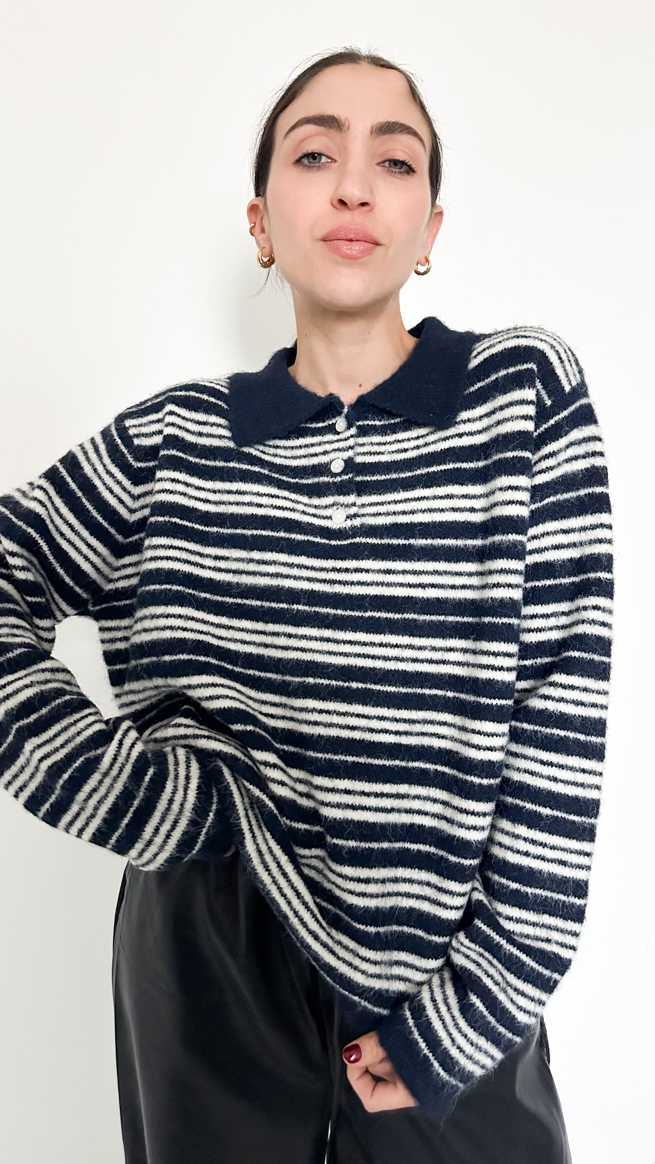 Polo Blu Over A Righe