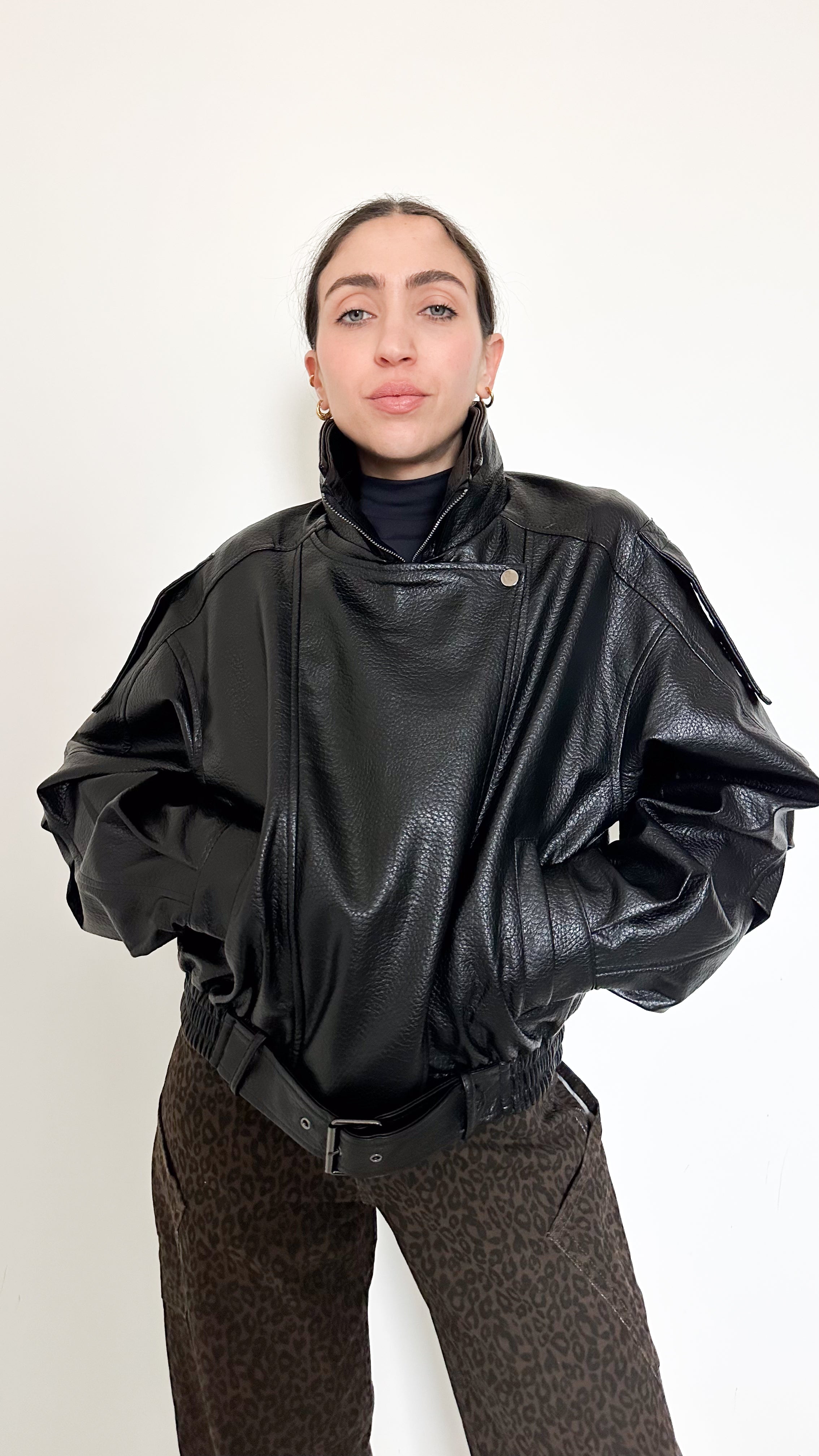 Giubbotto in Ecopelle Nero