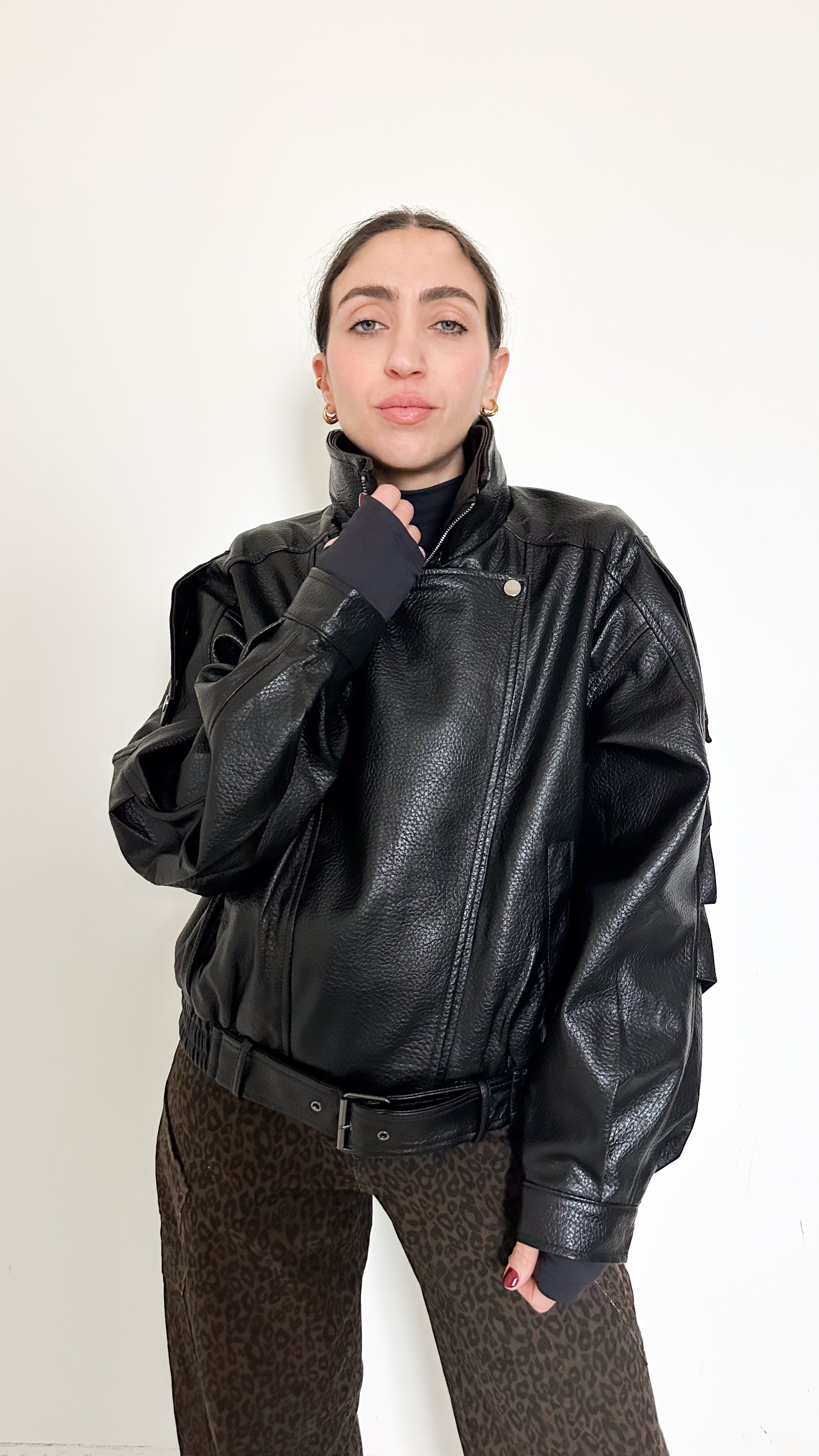 Giubbotto in Ecopelle Nero