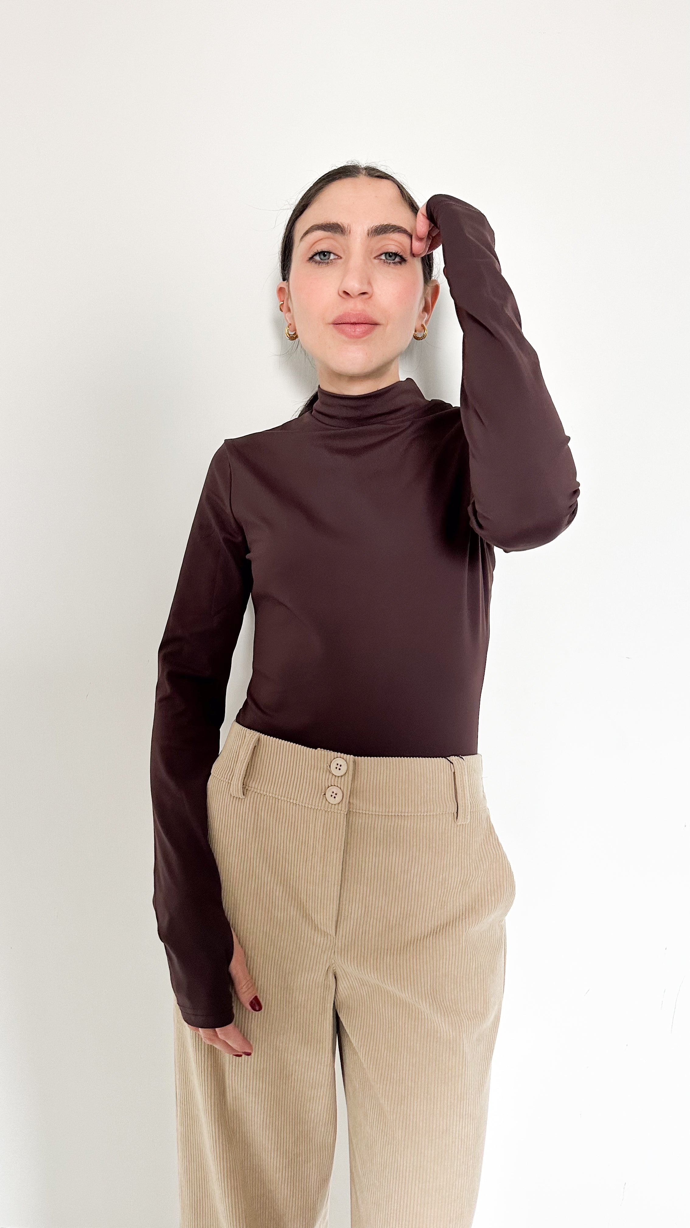 Body Marrone Manica Lunga