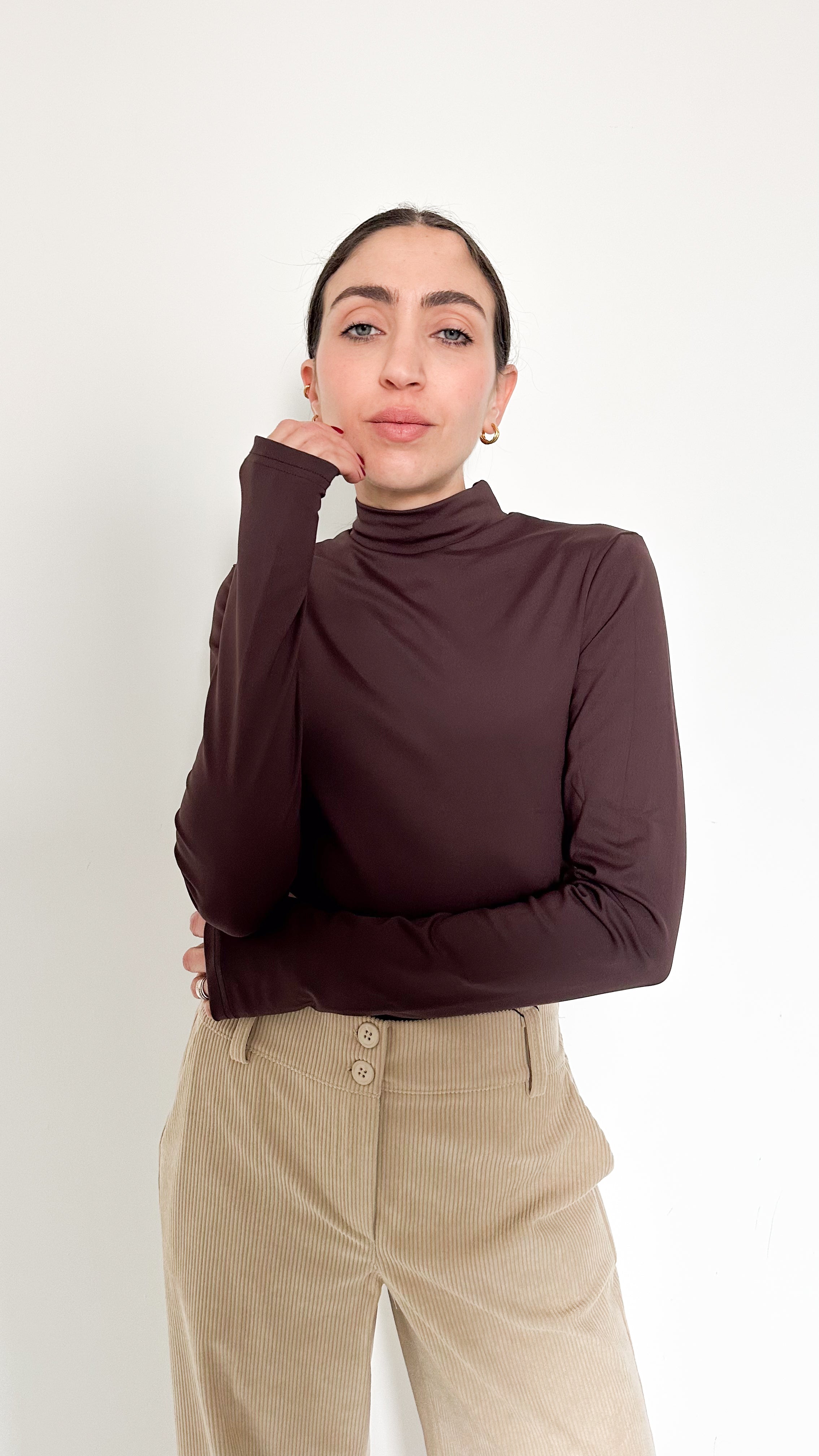 Body Marrone Manica Lunga