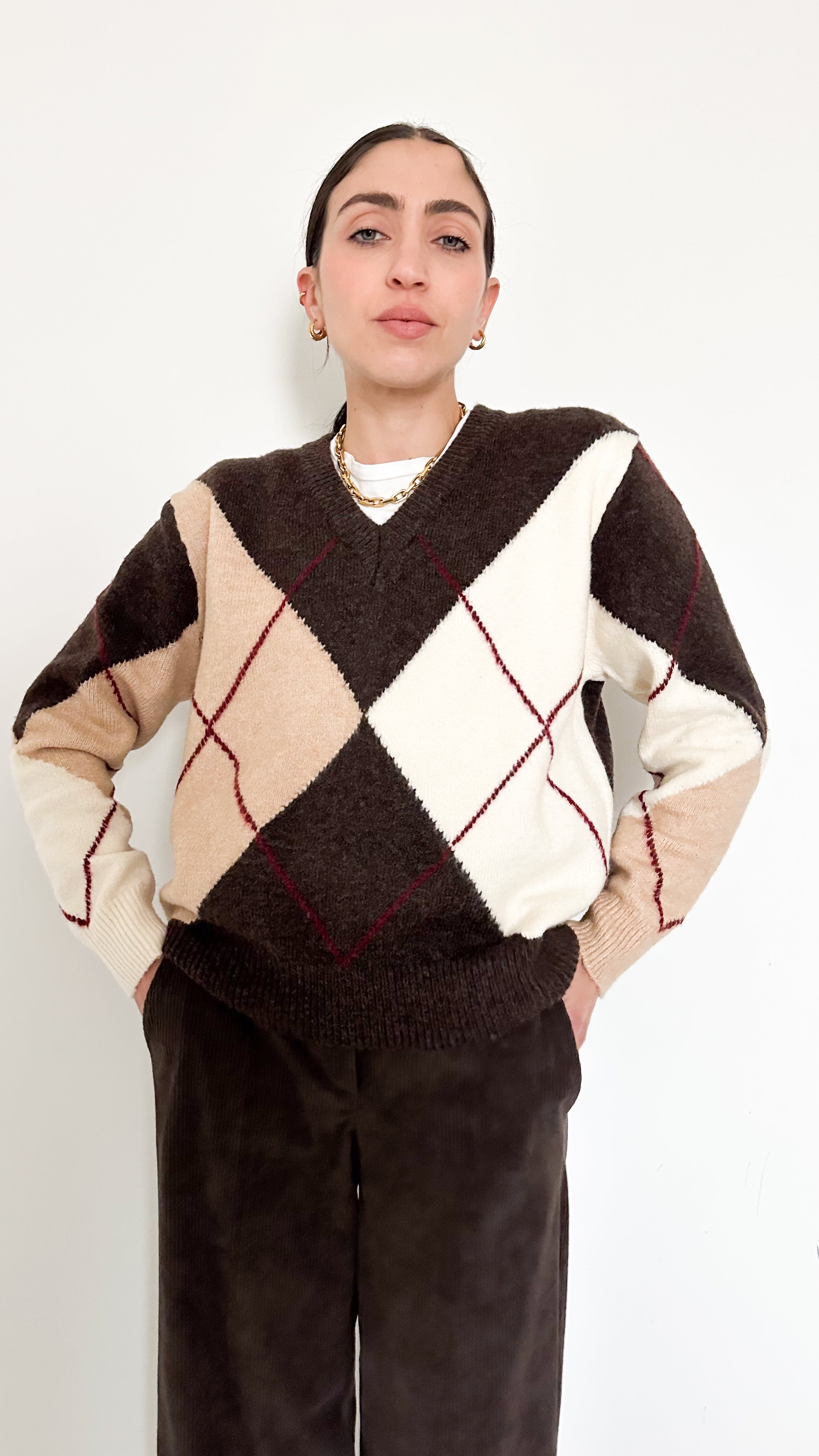 Pull Marrone Fantasia Rombi