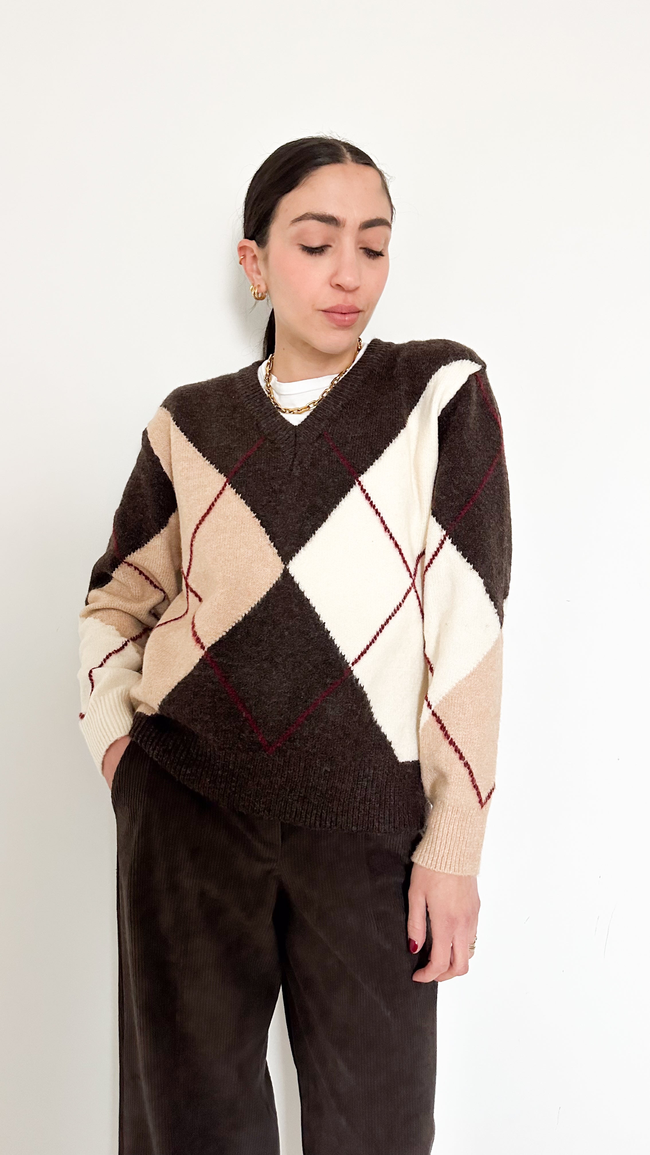 Pull Marrone Fantasia Rombi