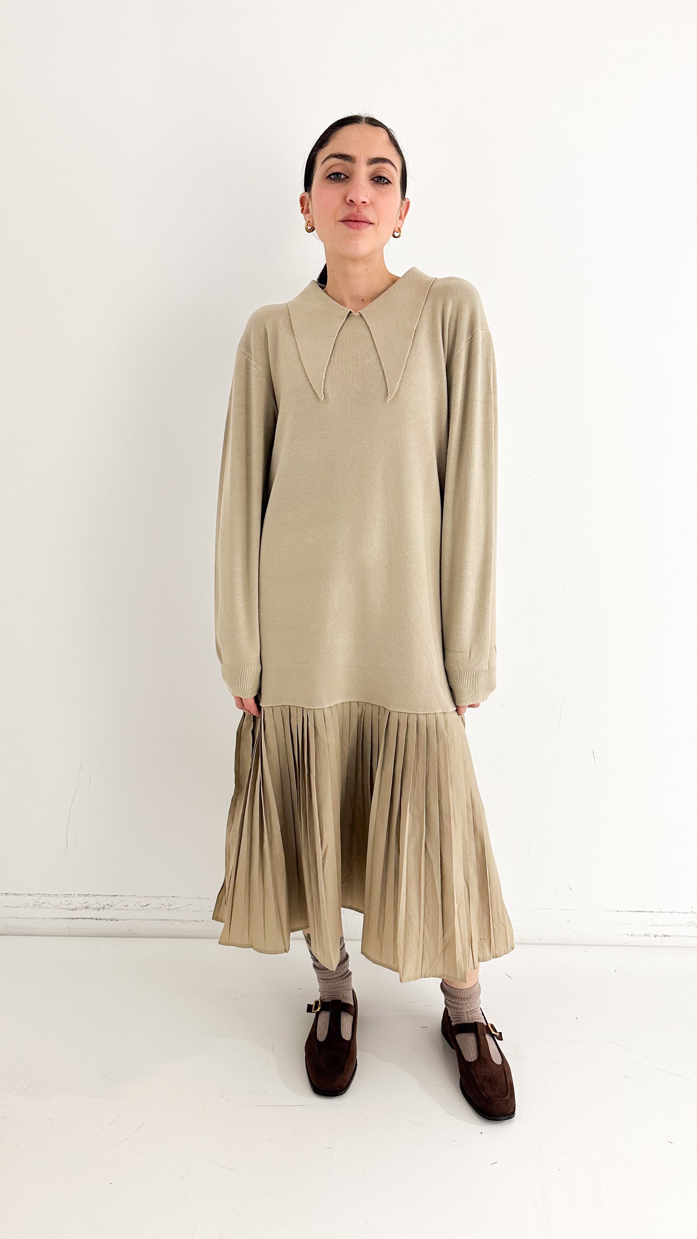 Vestito Beige Combinato