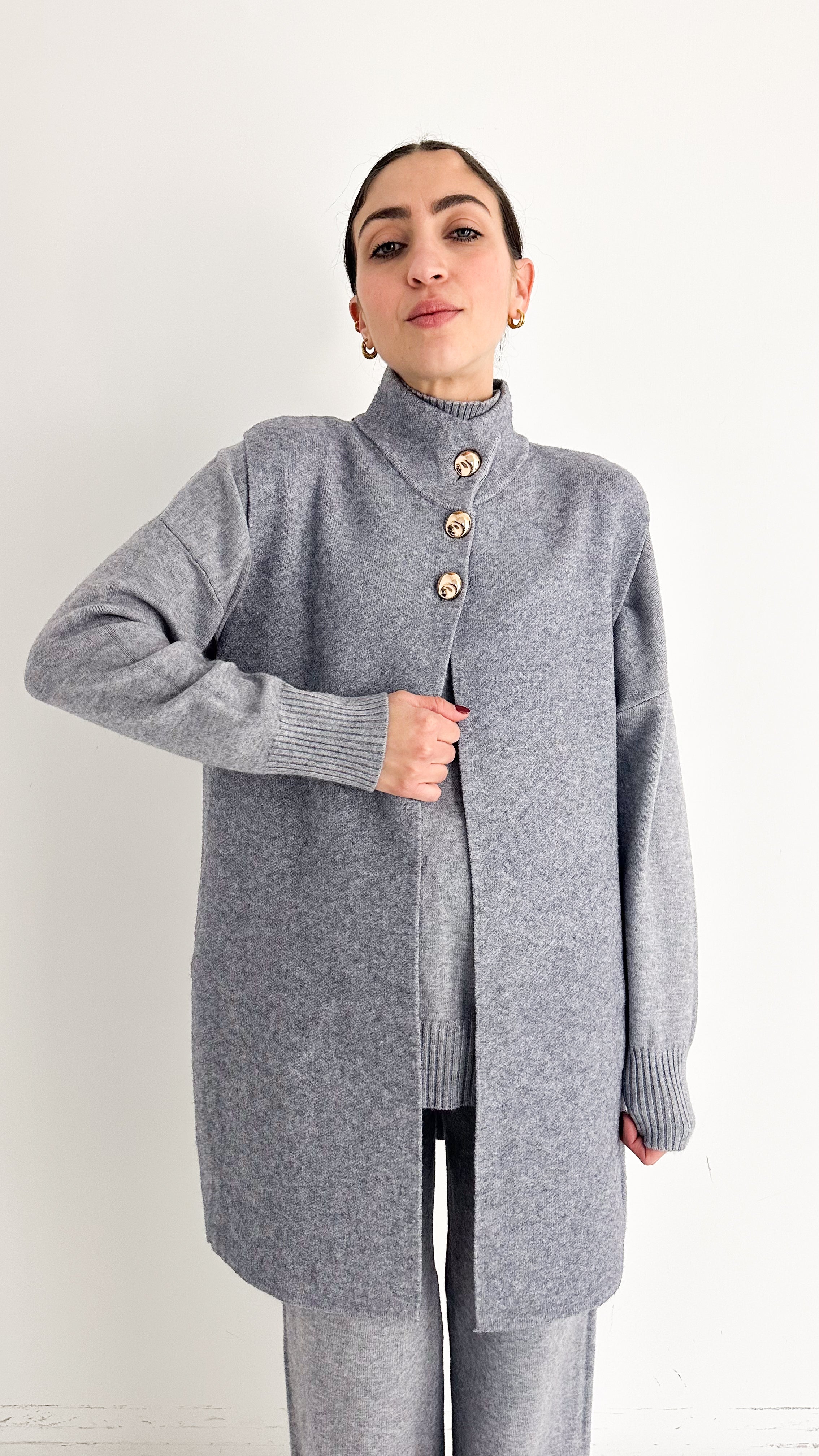 Gilet Grigio Con Dettagli