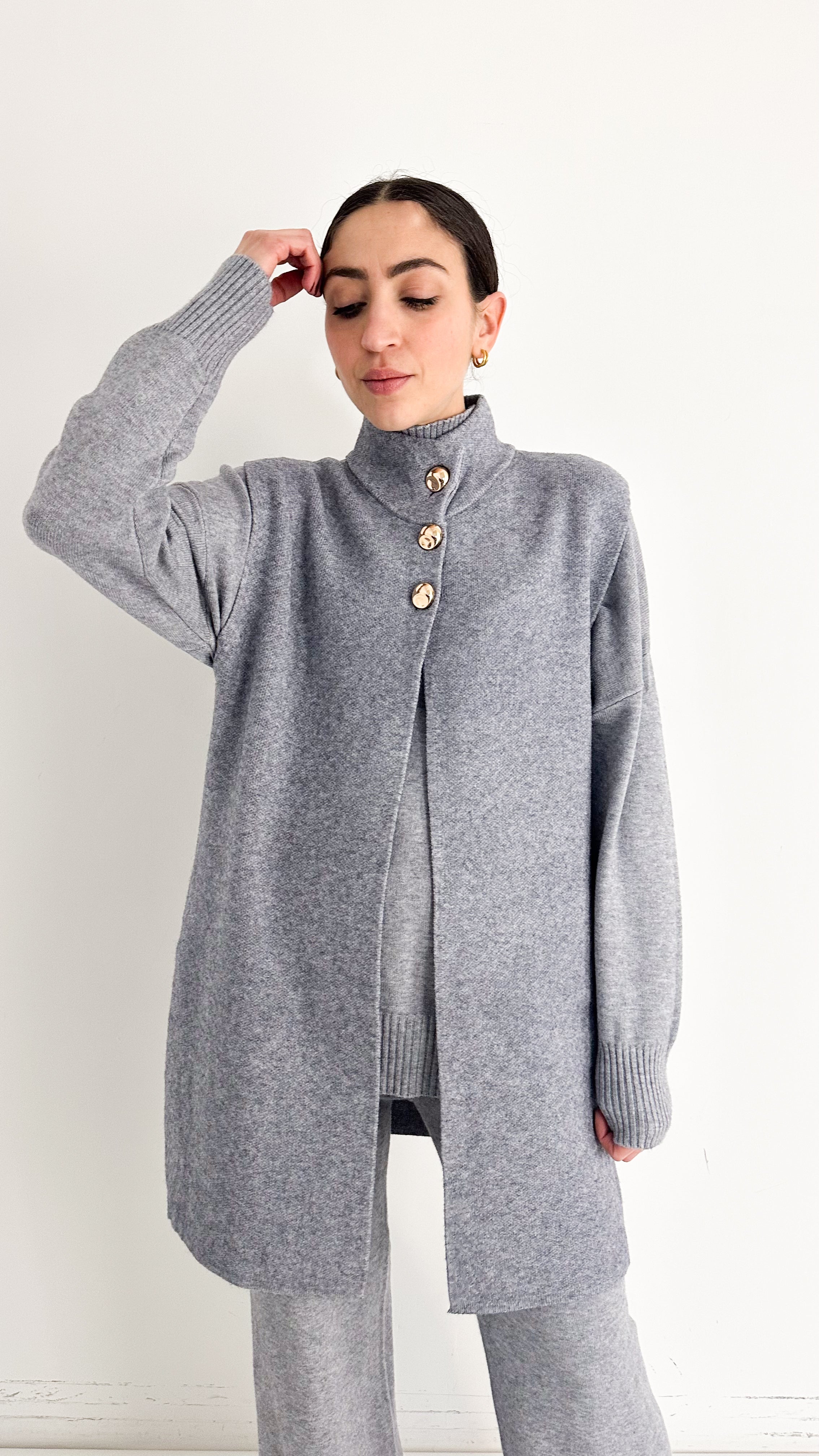 Gilet Grigio Con Dettagli