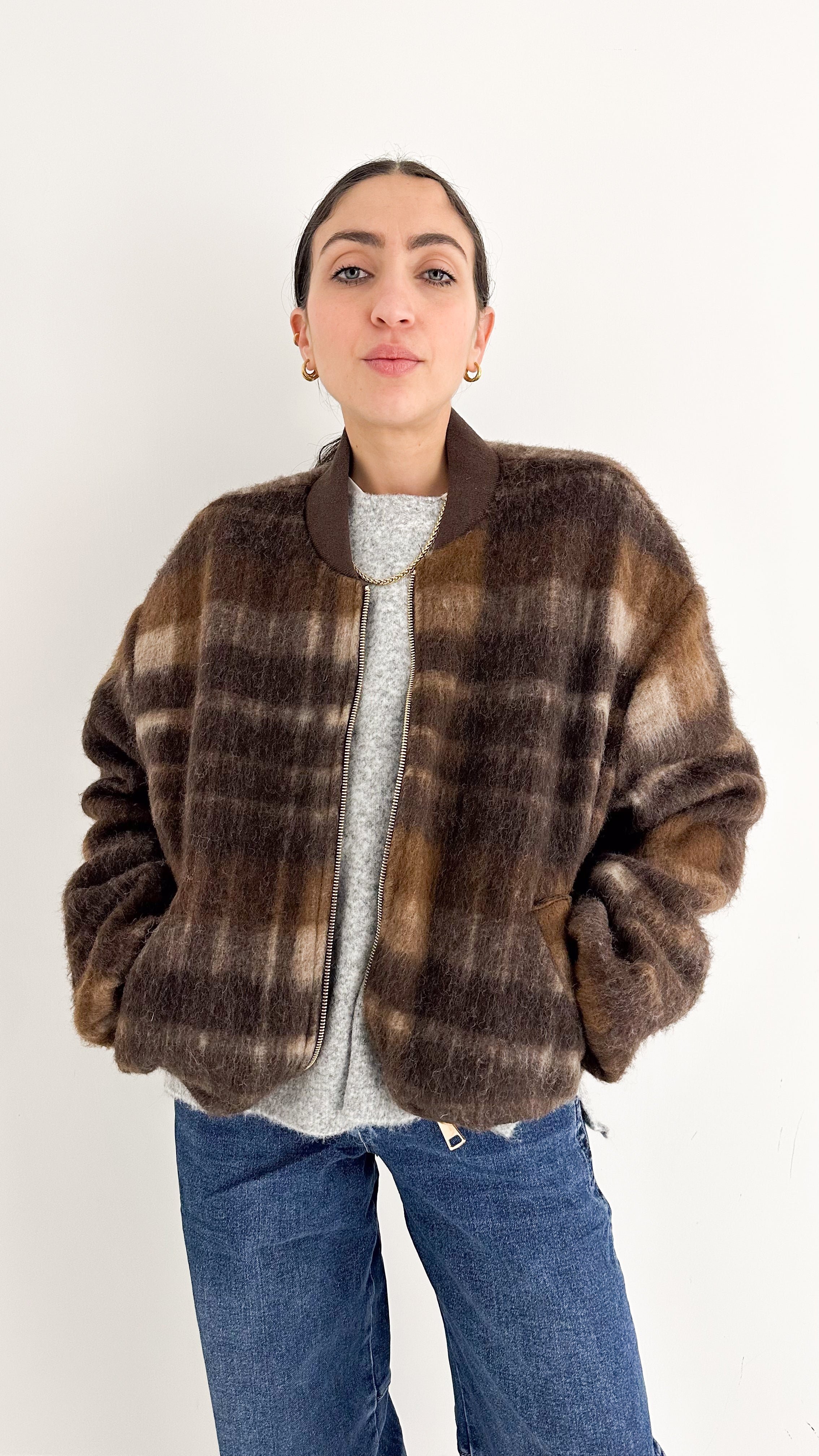 Giubbotto Bomber A Fantasia Marrone