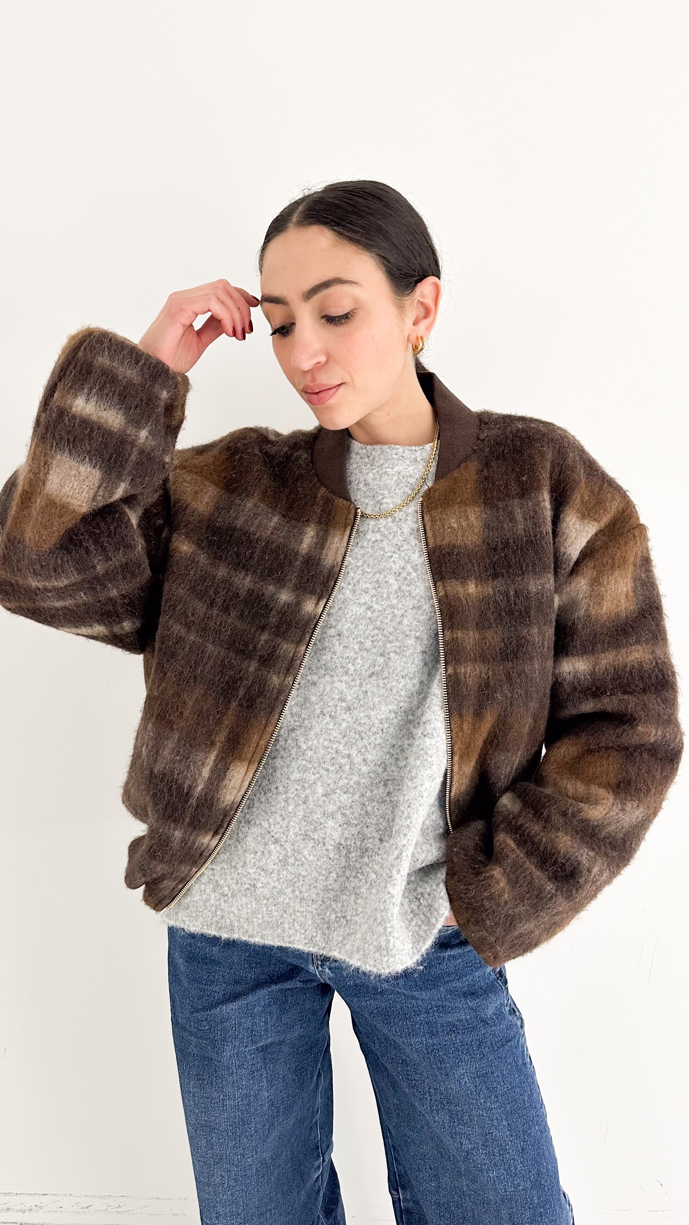 Giubbotto Bomber A Fantasia Marrone